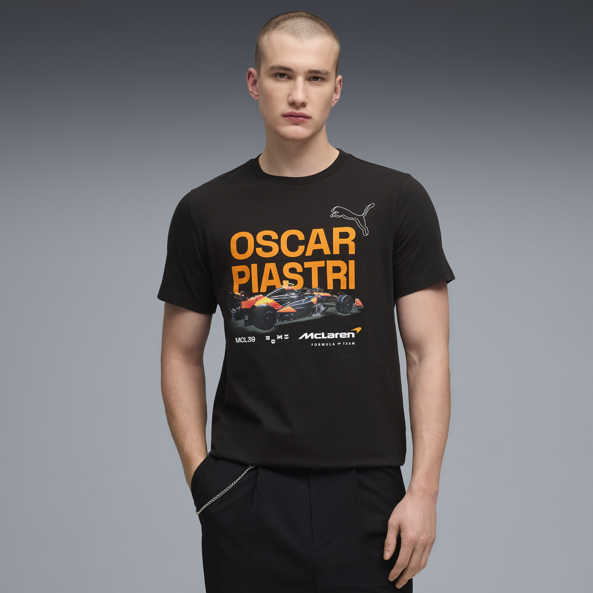 PUMA McLAREN RACING Driver Piastri T-shirt voor Heren, Zwart, Maat M thumbnail 4