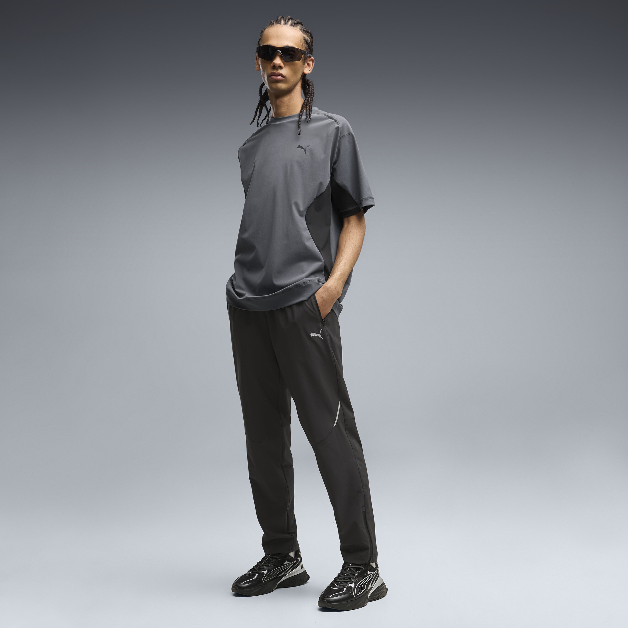 PUMATECH Men's 4-Way Stretch Track Pants in Black, Size M