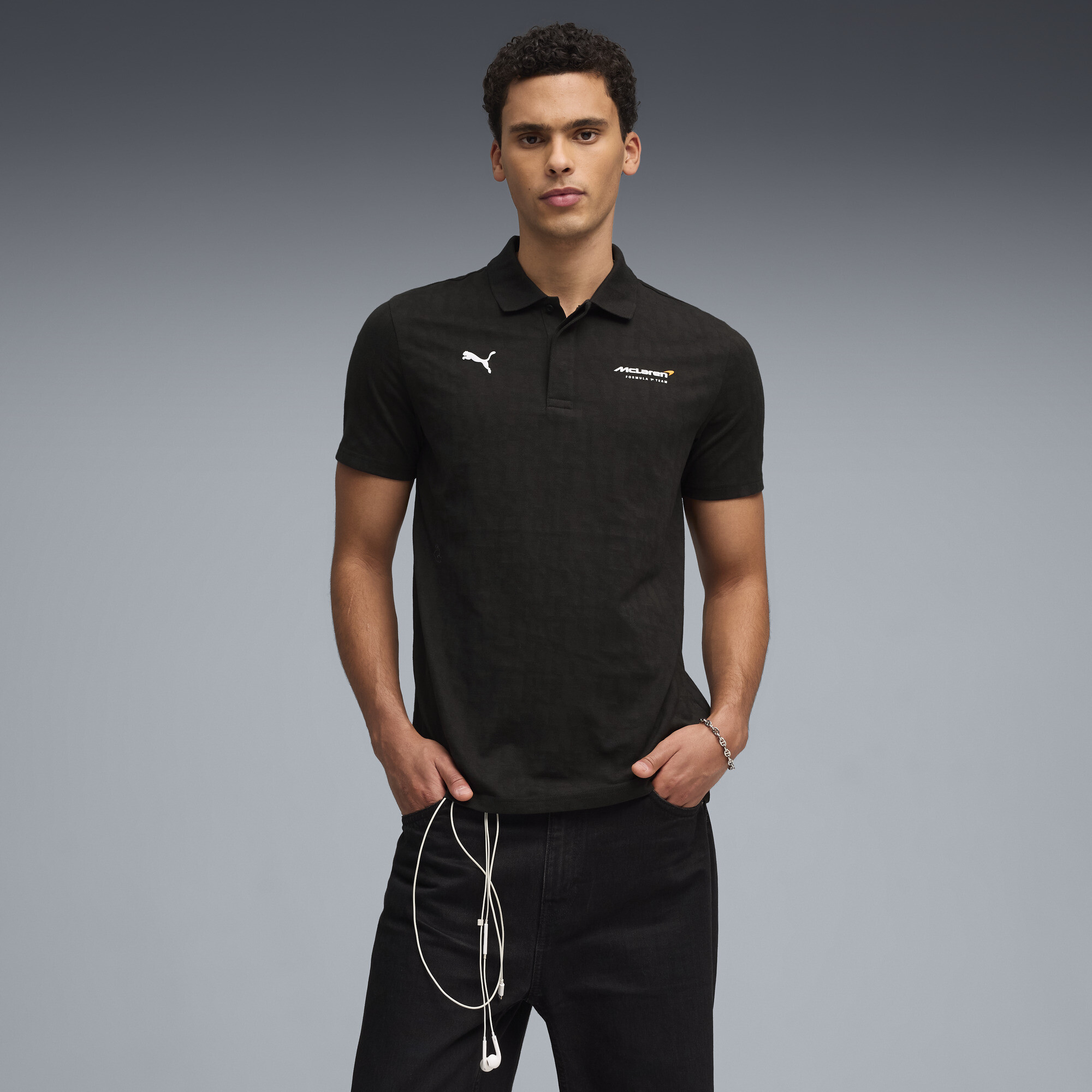 PUMA McLAREN RACING Jacquard polo voor Heren, Zwart, Maat XS thumbnail 4