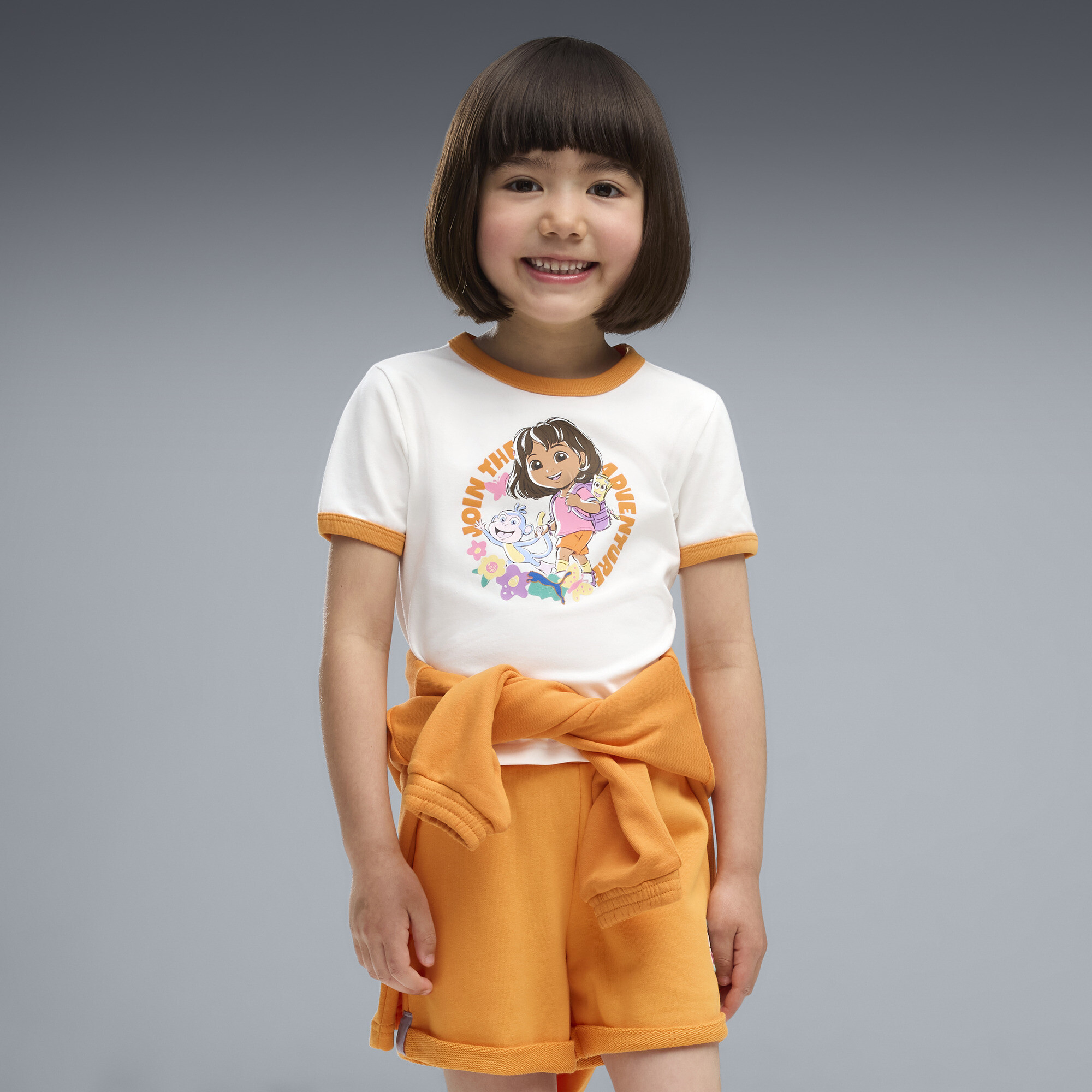 Dziecięca dopasowana koszulka PUMA × DORA THE EXPLORER Ringer, Odzież, Biały, 2-3Y