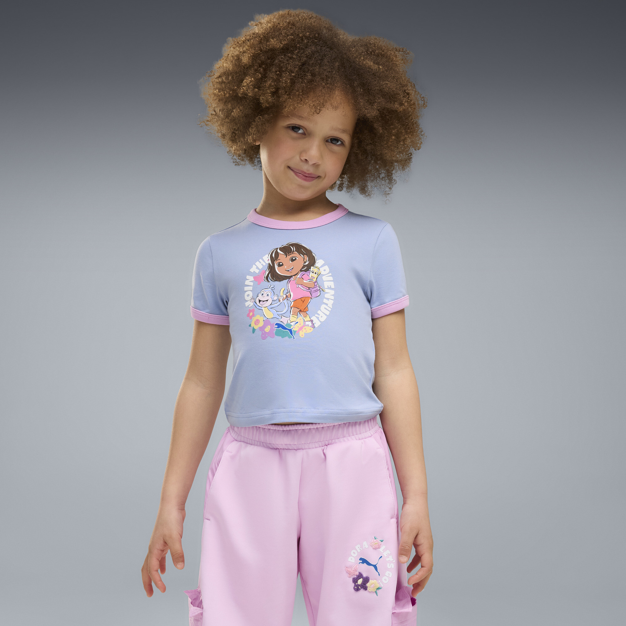 PUMA x DORA THE EXPLORER Slim Ringer-T-Shirt Kinder, Kleidung, Blau, 2-3Y