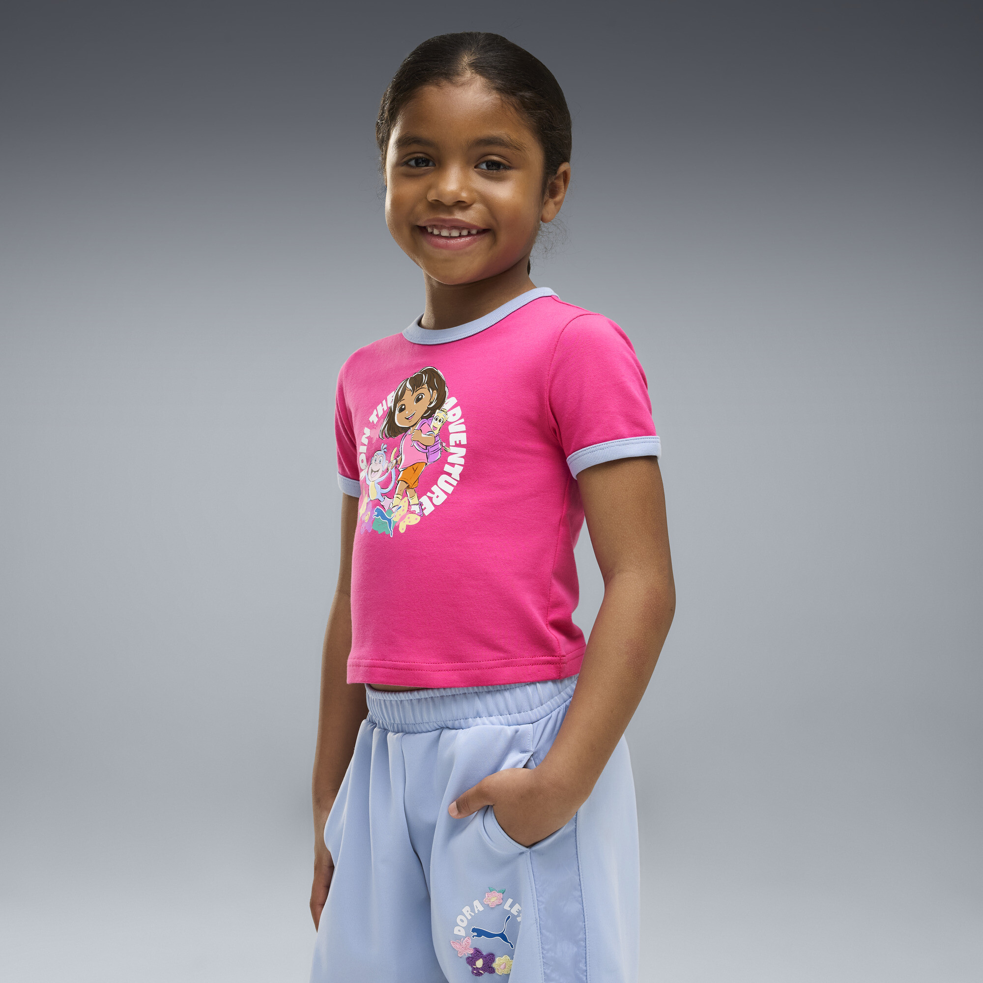 T-shirt slim à bords contrastants PUMA x DORA THE EXPLORER Enfant, Vêtements, Rose, 3-4Y
