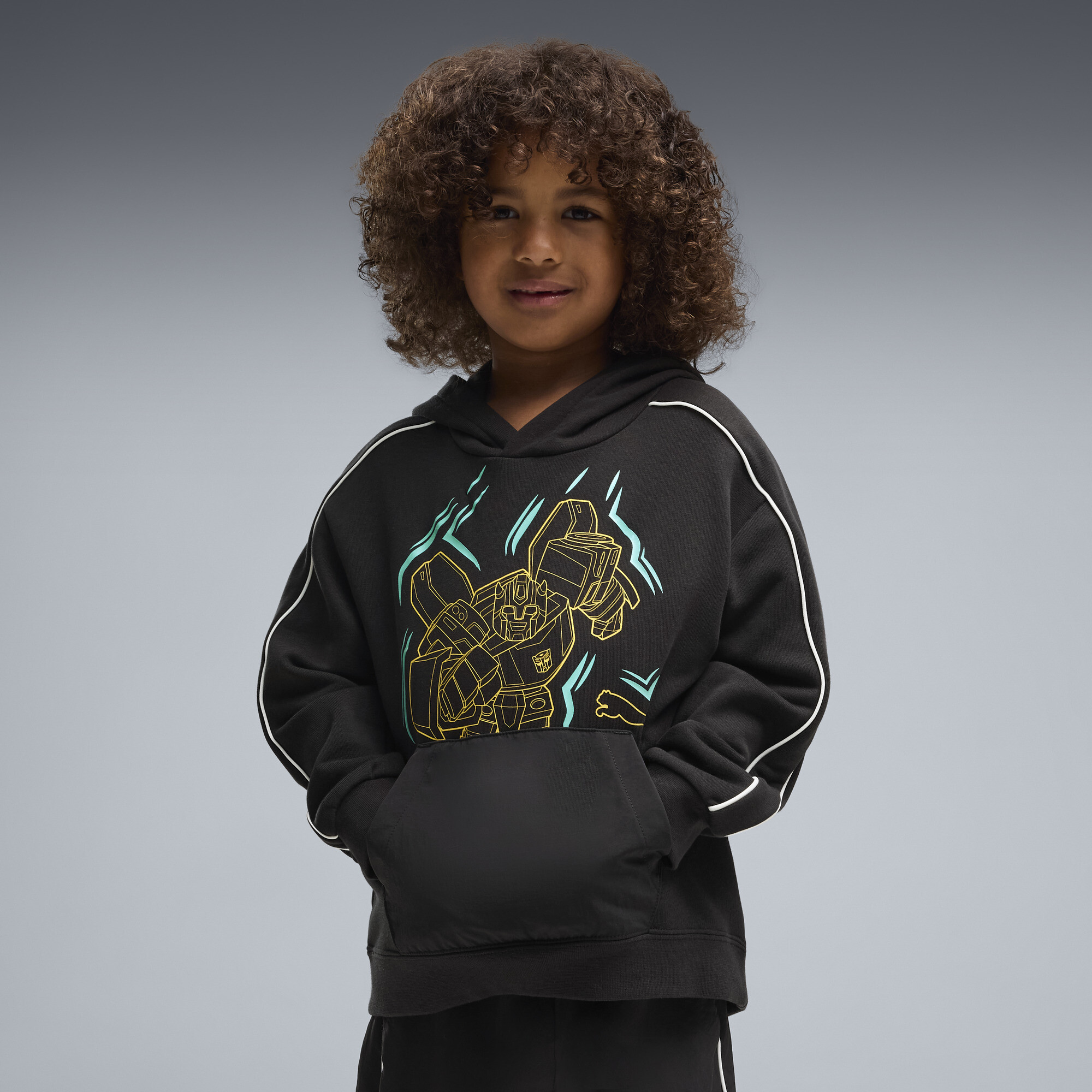 PUMA x TRANSFORMERS Little Kids' Relaxed Graphic Hoodie in Black, Size 6
