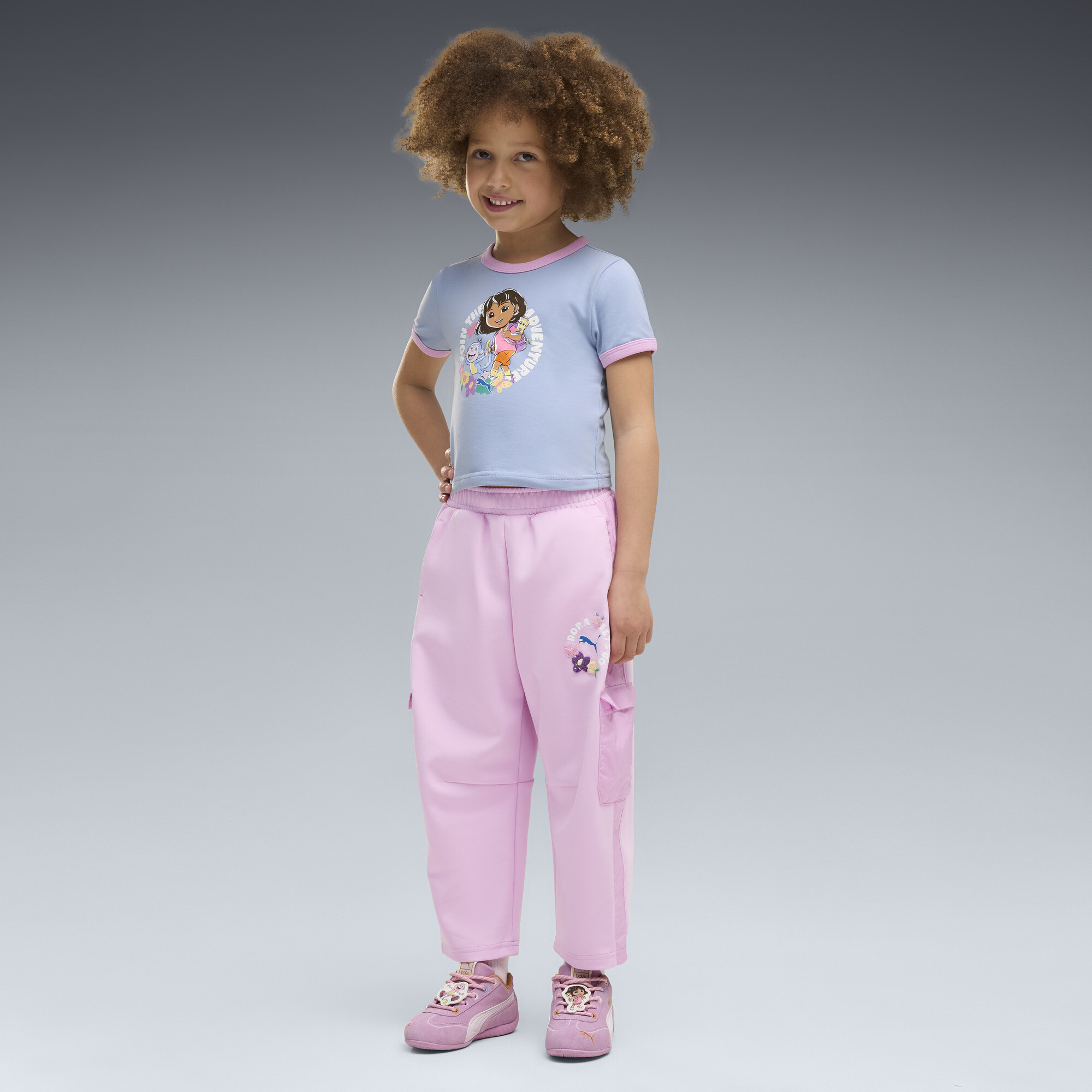 Dziecięce spodnie PUMA x DORA THE EXPLORER T7 Relaxed Barrel, Odzież, Różowy, 2-3Y