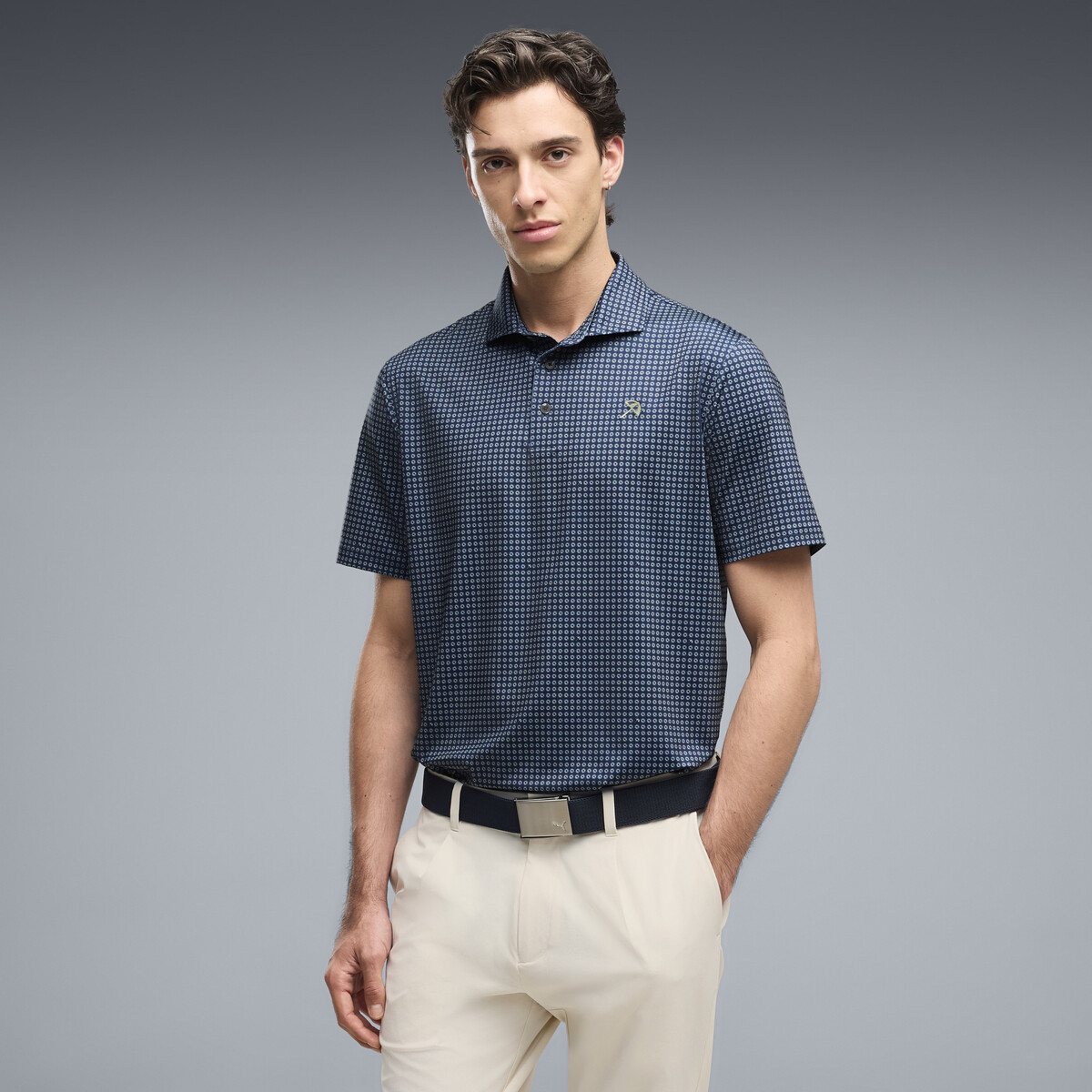 PUMA x ARNOLD PALMER MATTR Geo Polo Men in Deep Navy/Lemon Butter, XL