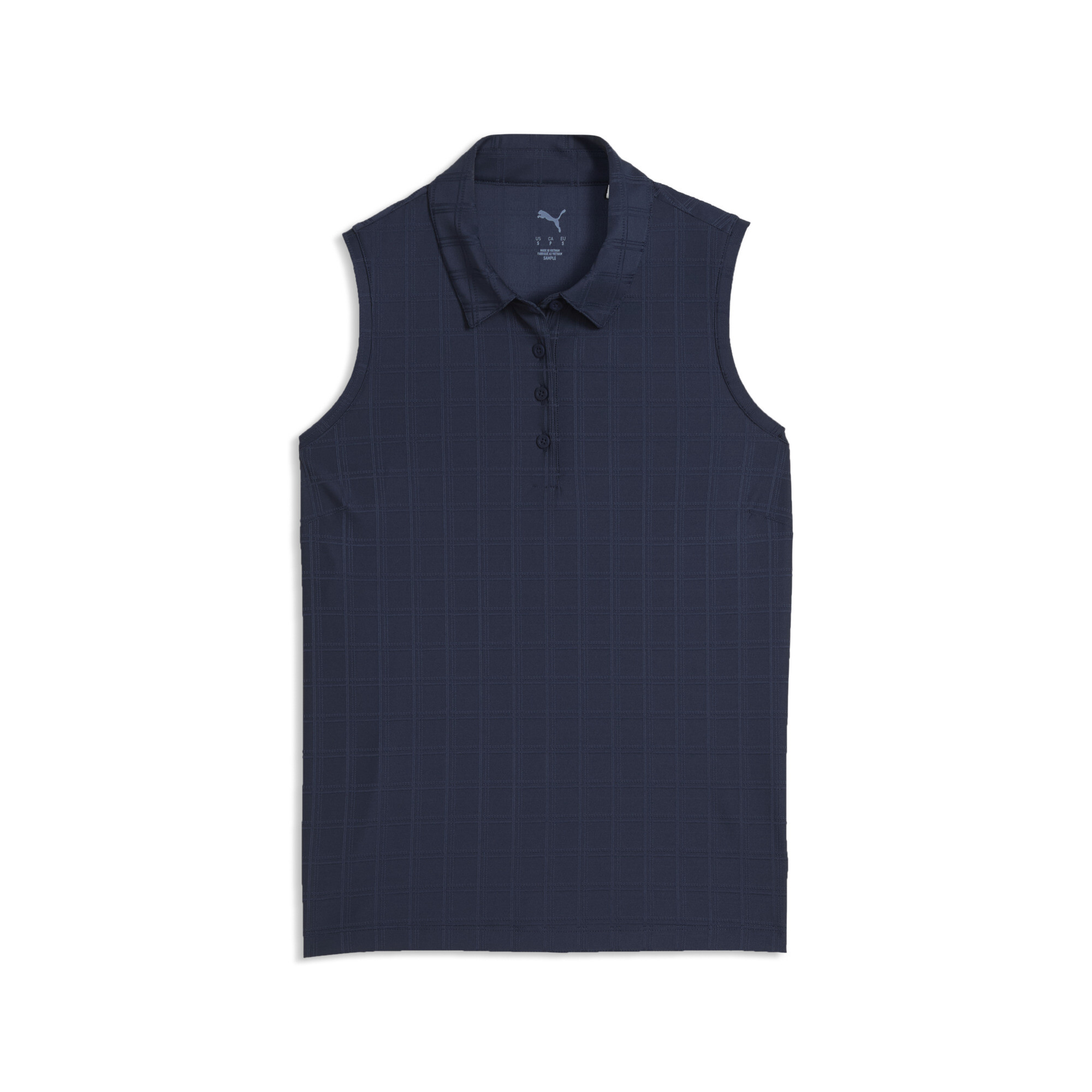 PUMA Damska koszulka polo golfowa Plaid Knit bez rękawów, Akcesoria, Niebieski, XXL