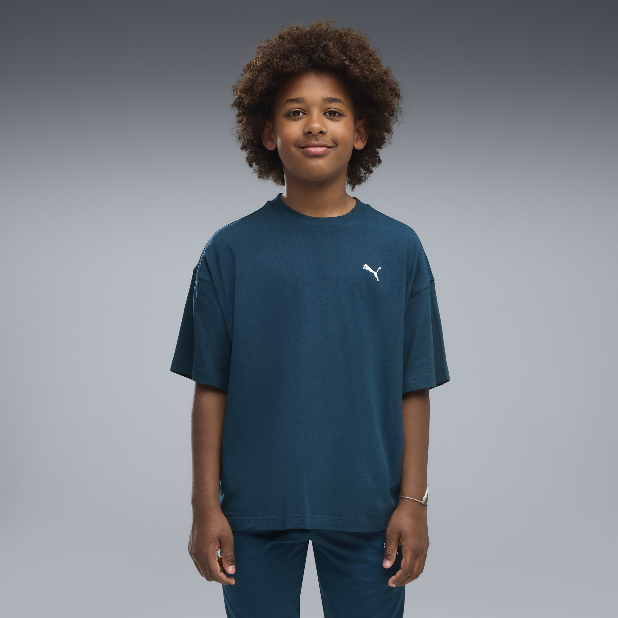 PUMA Essentials Big Kids' Oversized T-Shirt in Blue, Size L