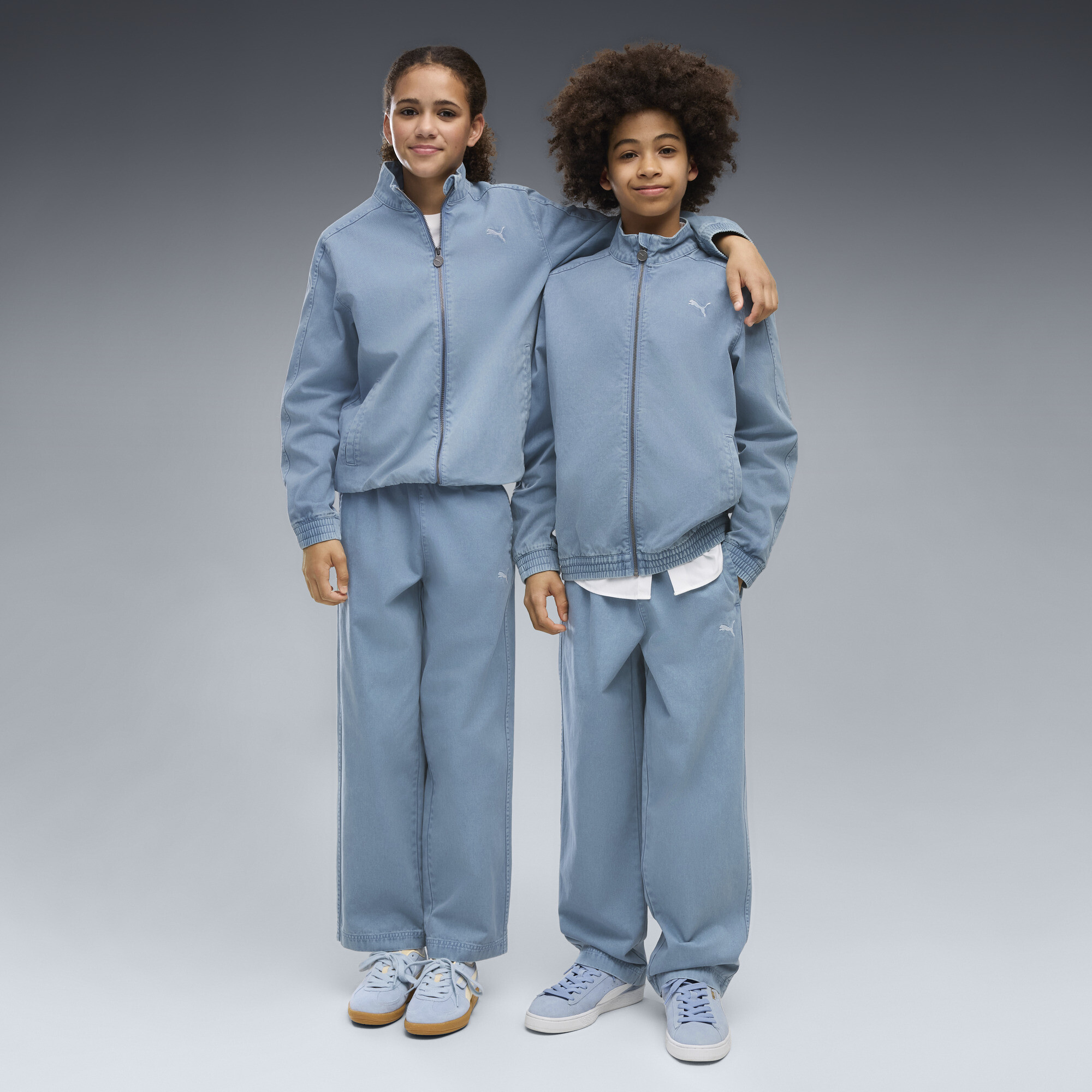 PUMA T7 Big Kids' T7 Relaxed Washed Twill Pants in Blue, Size XL