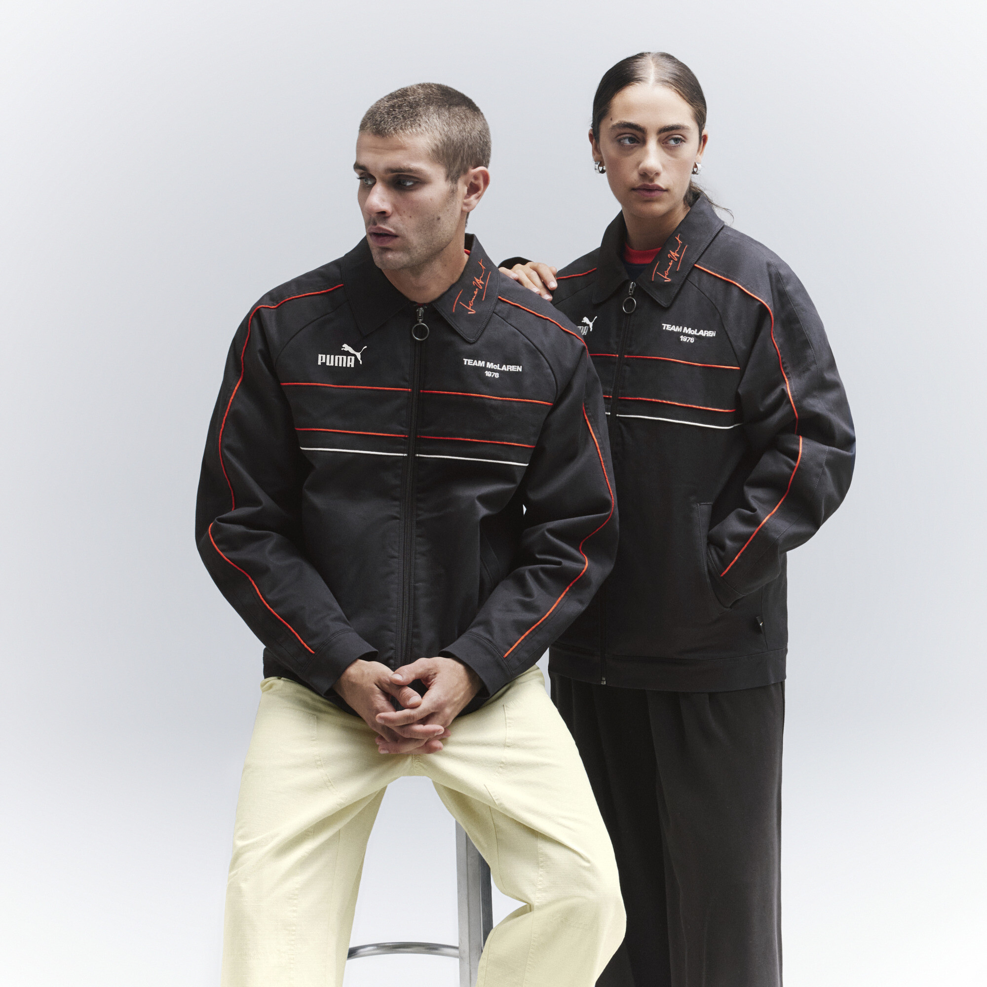 PUMA Veste pilote T7 James Hunt McLAREN RACING Unisexe, Vêtements, Gris, XXL