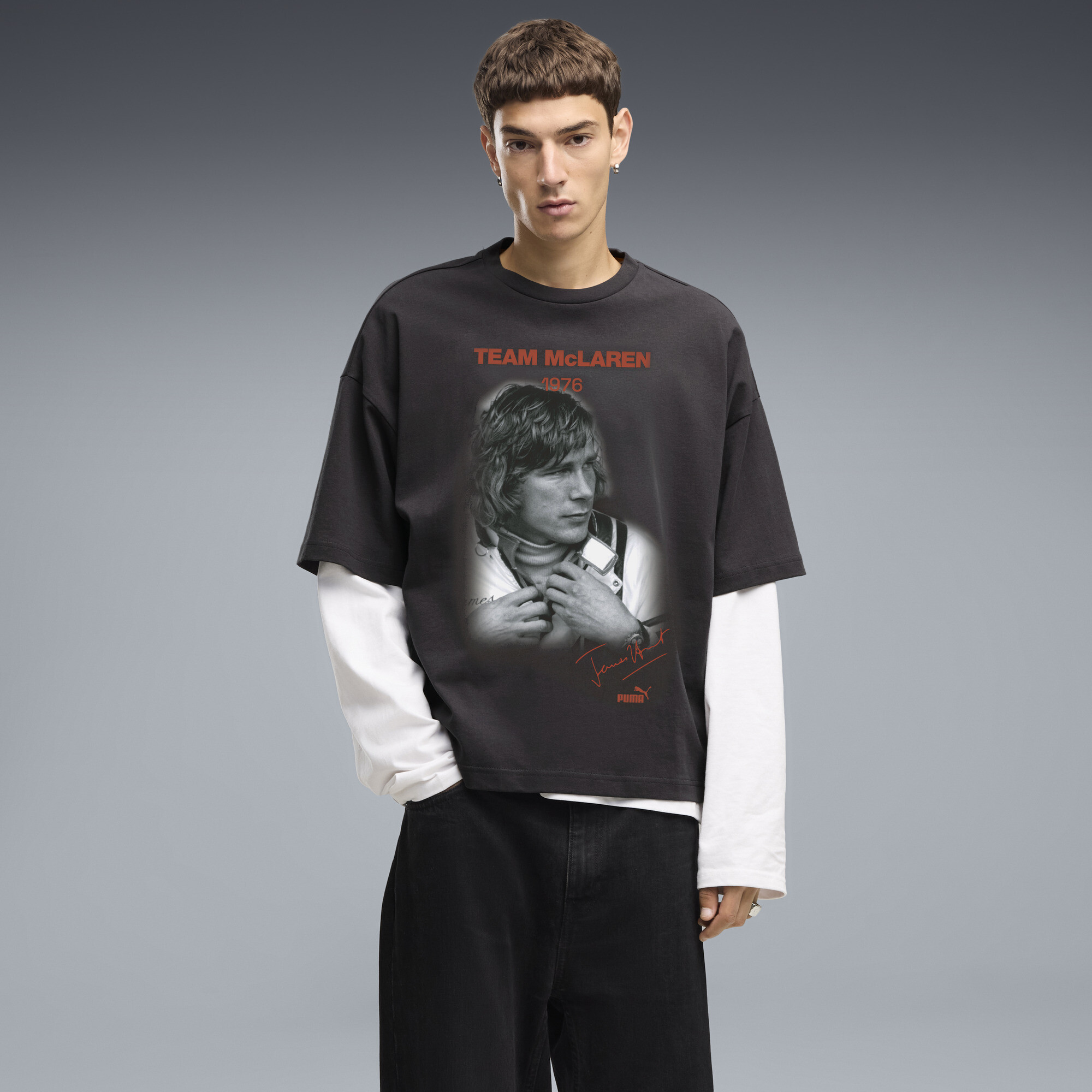 PUMA Męska koszulka oversize McLAREN RACING James Hunt, Akcesoria, Szary, XXL