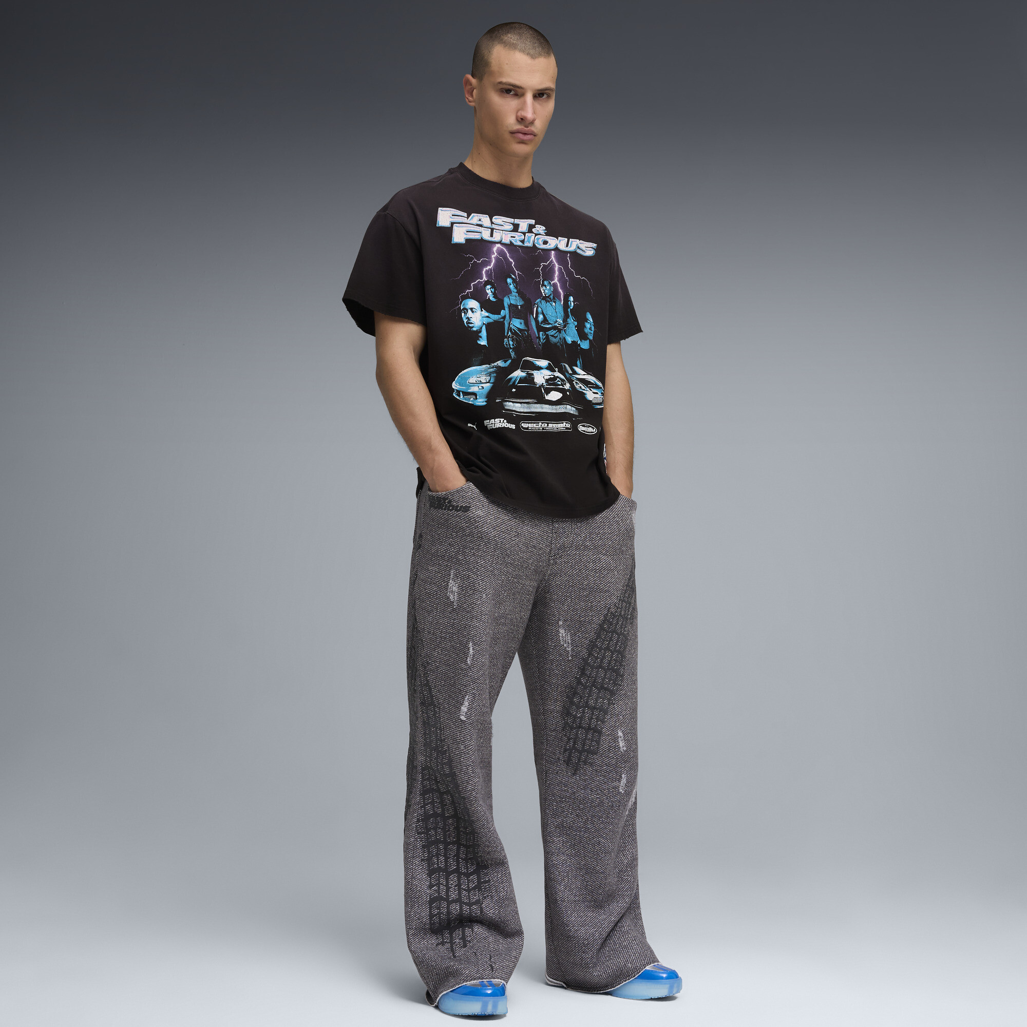 PUMA x FAST&FURIOUS relaxed basketbal-T-shirt voor Heren, Zwart/Wit, Maat XXL thumbnail 4