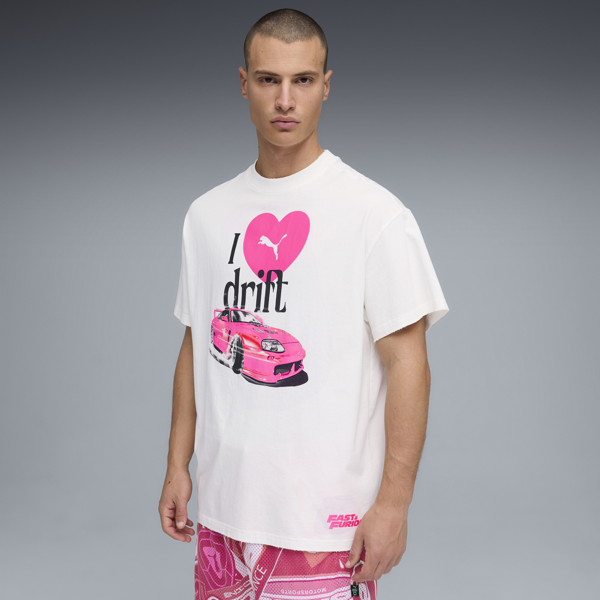 PUMA x FAST&FURIOUS relaxed basketbal-T-shirt voor Heren, Wit, Maat XXL thumbnail 4