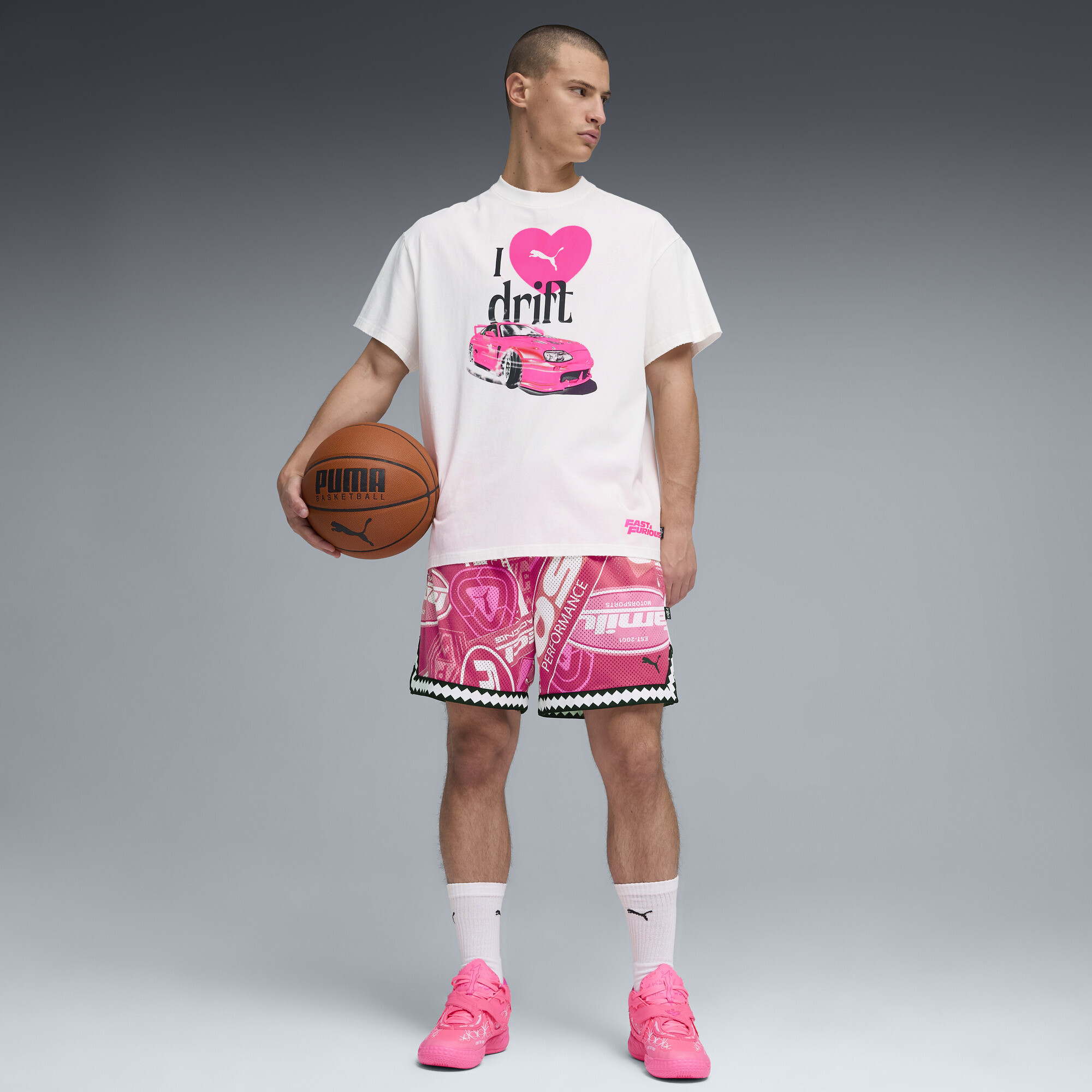 PUMA x FAST&FURIOUS relaxed basketbal-T-shirt voor Heren, Wit, Maat XXL thumbnail 2