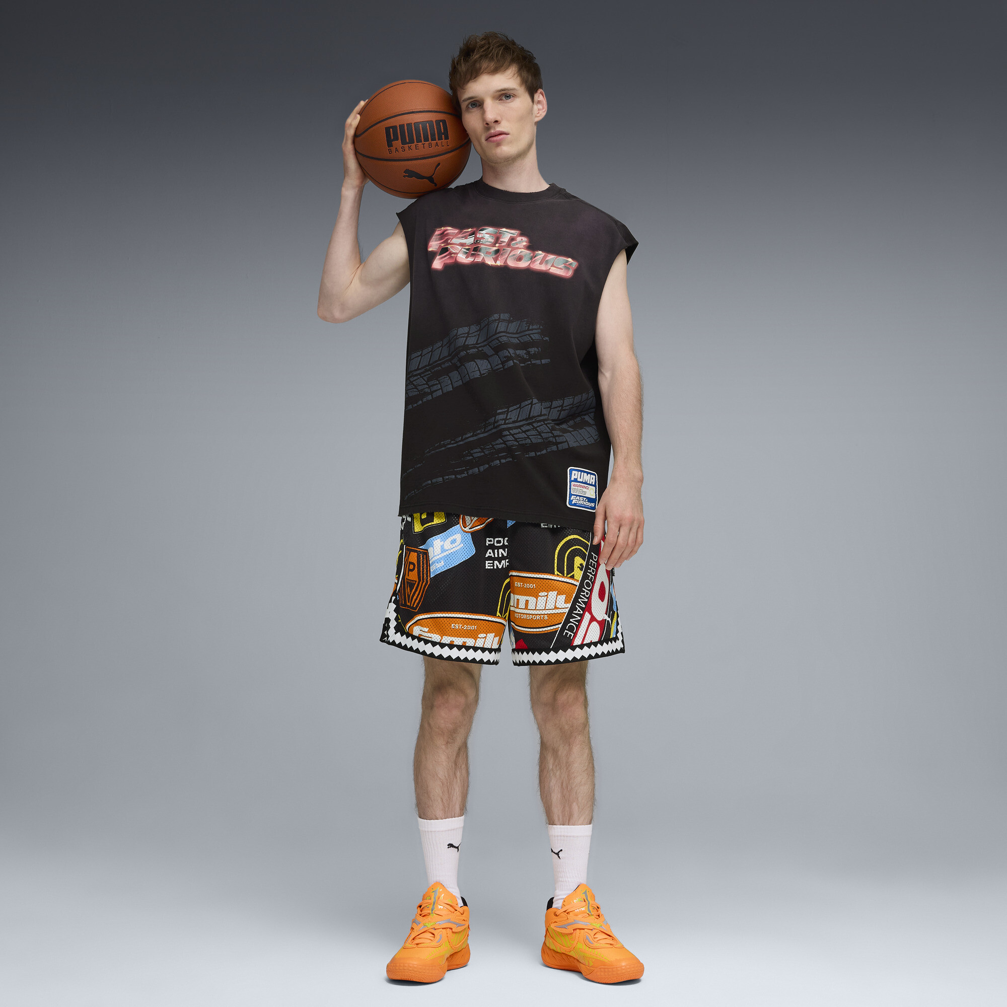 PUMA x FAST&FURIOUS short van mesh voor Heren, Zwart, Maat 4XL thumbnail 6