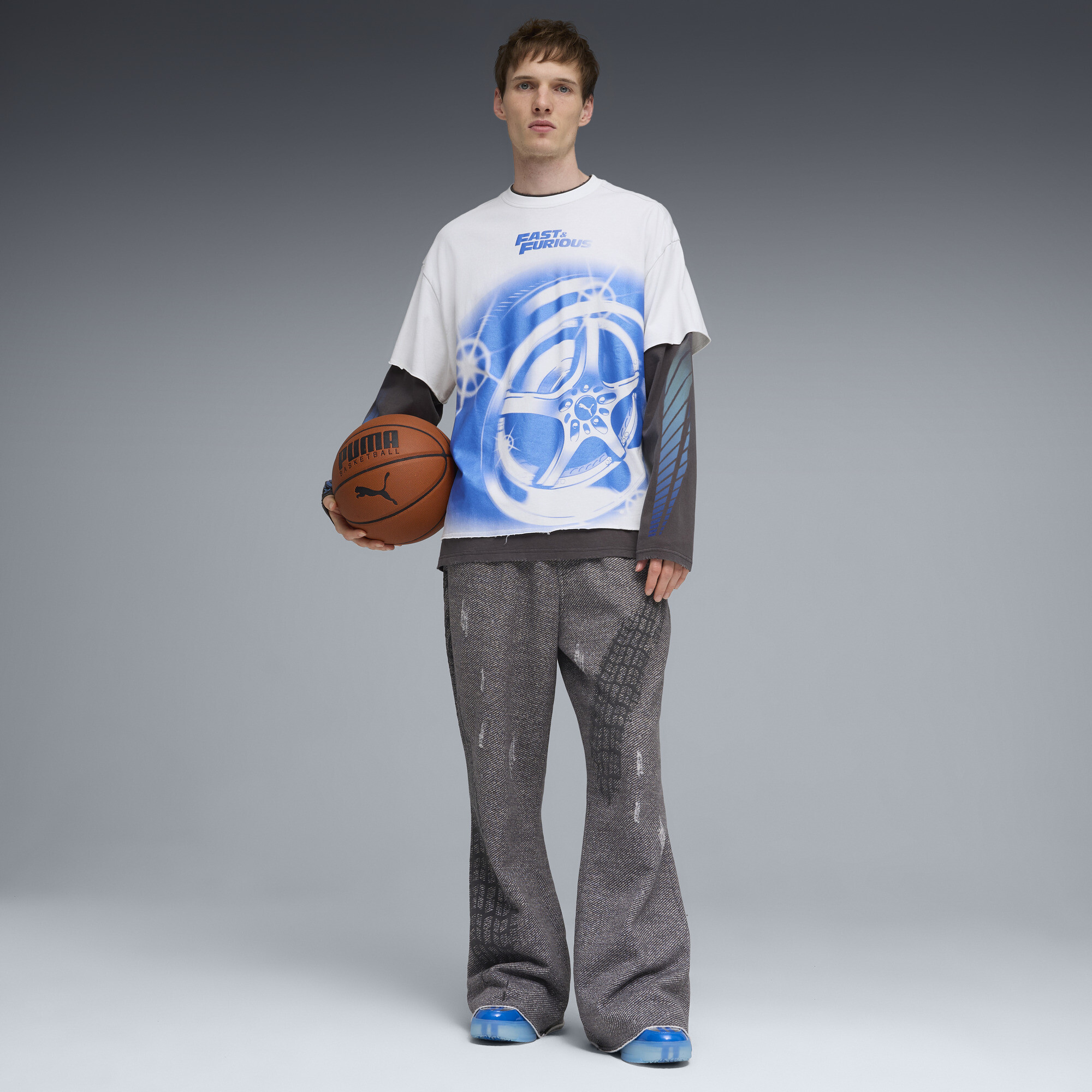 PUMA x FAST&FURIOUS oversized T-shirt voor Heren, Grijs/Wit, Maat XXL thumbnail 4