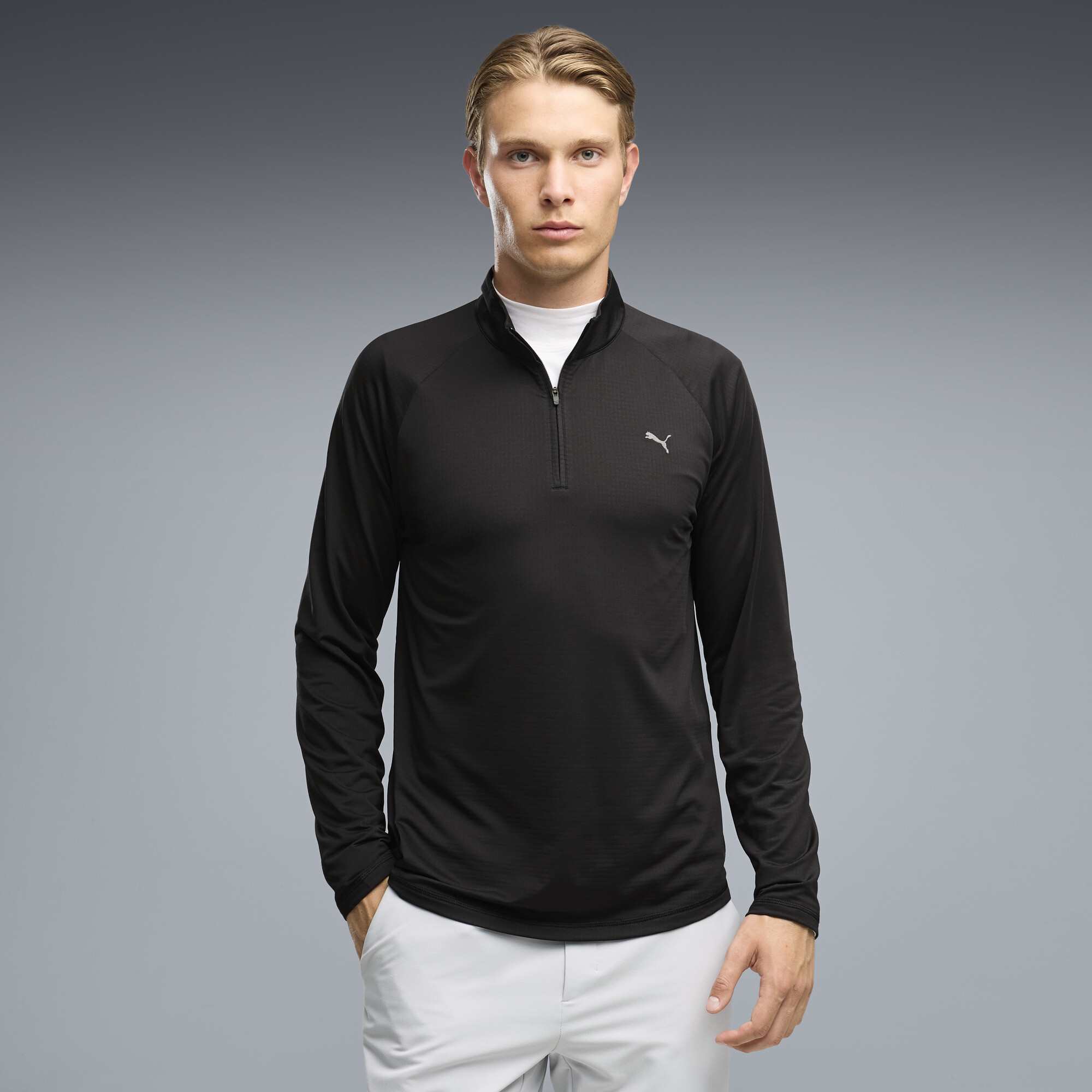 PUMA Pure Grid Golfjacke mit Reißverschluss bis zum Hals Herren, Kleidung, Schwarz, M