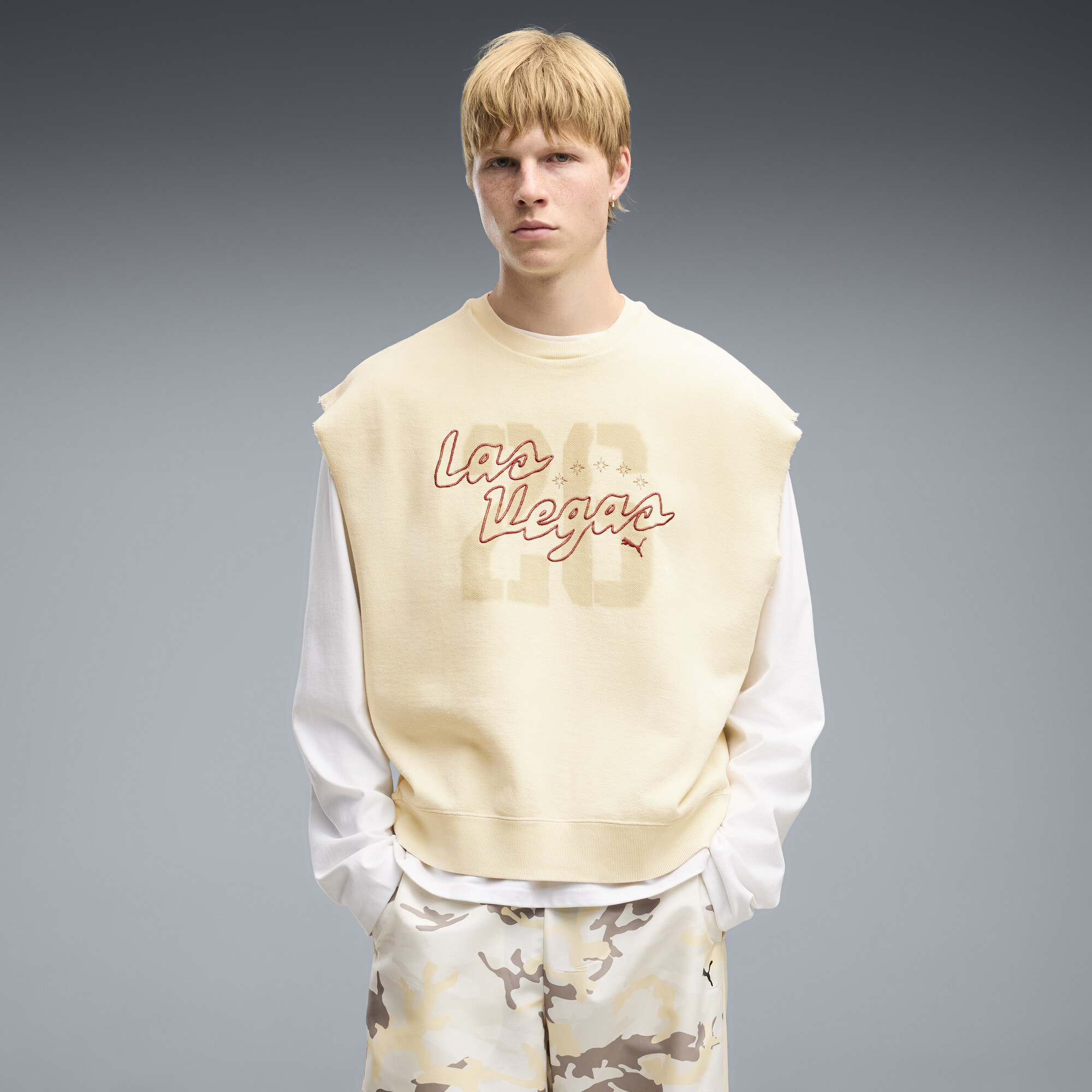 PUMA Las Vegas Men's Boxy Crew Sweatshirt in Yellow, Size S