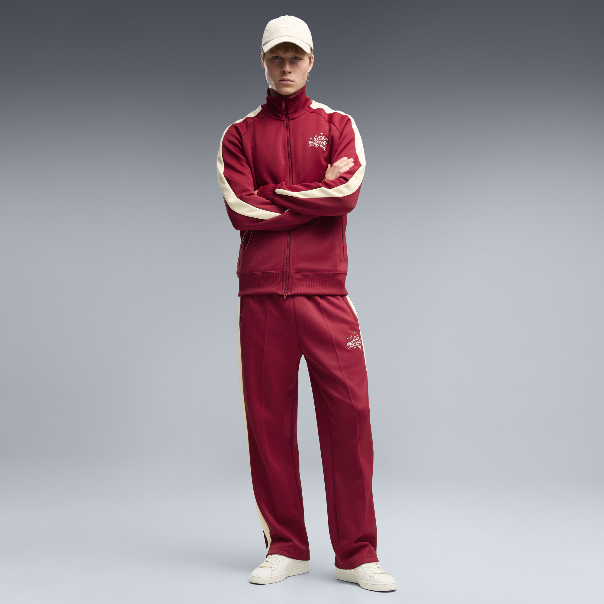PUMA Las Vegas Men's Relaxed T7 Track Pants in Red, Size 4XL