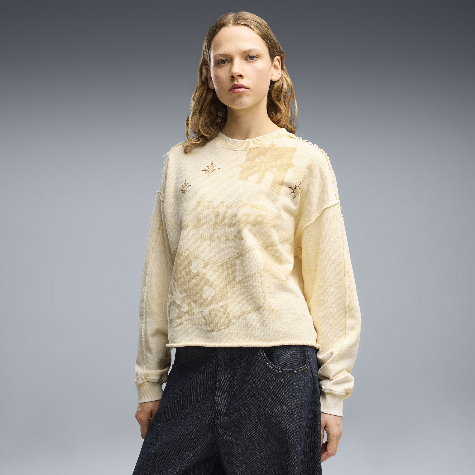 PUMA Las Vegas Women's Relaxed Crew Sweatshirt in Yellow, Size L