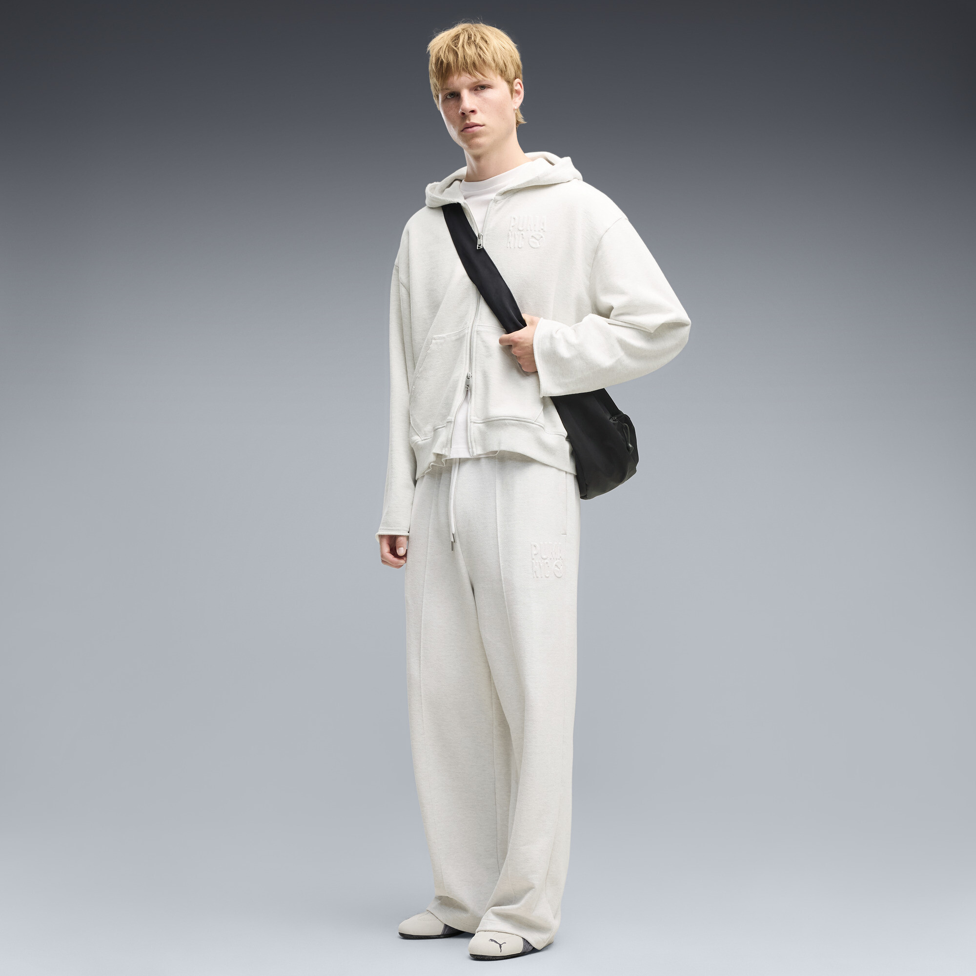 PUMA NYC Men's Relaxed Sweatpants in White, Size S