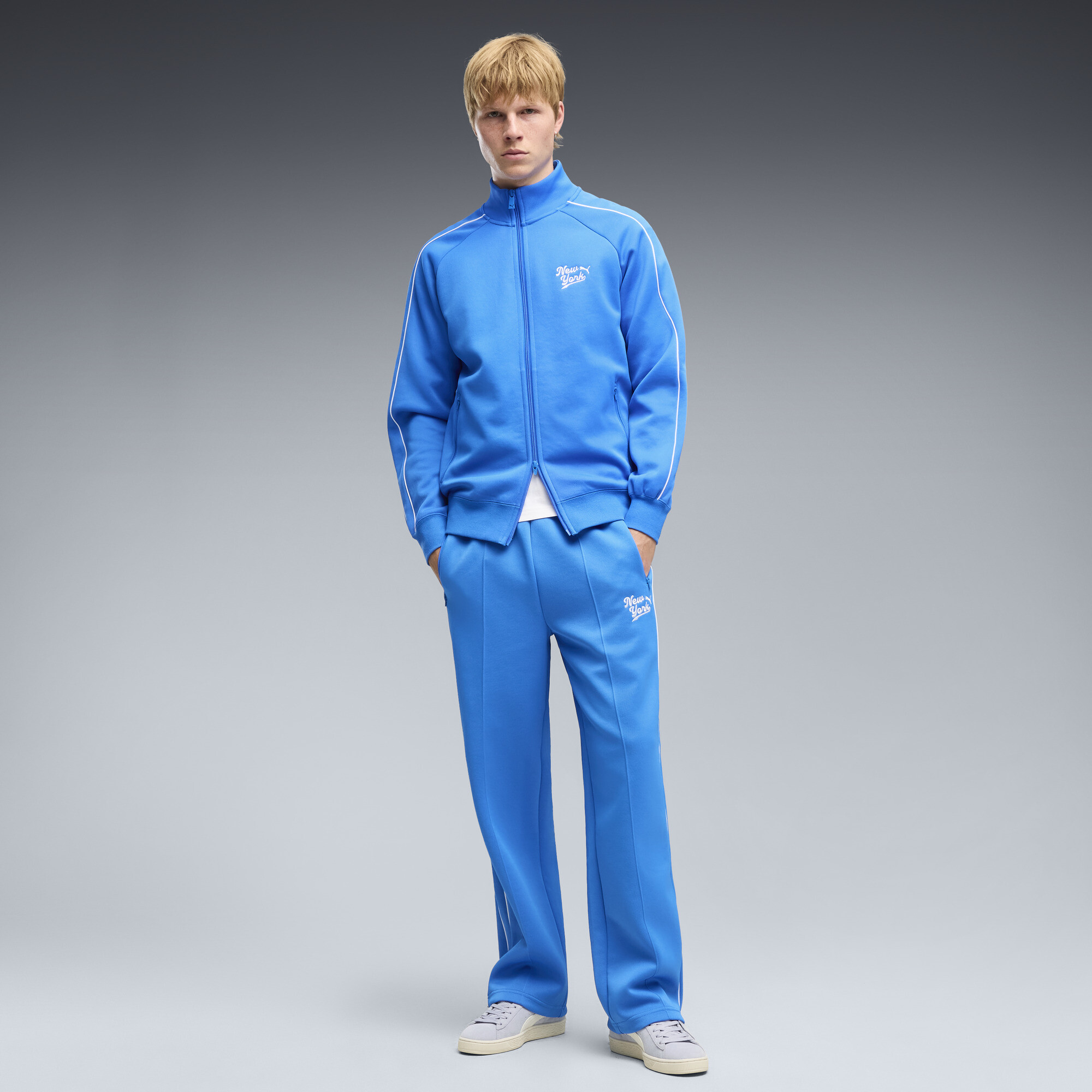 PUMA NYC Men's Relaxed T7 Pants in Blue, Size XS