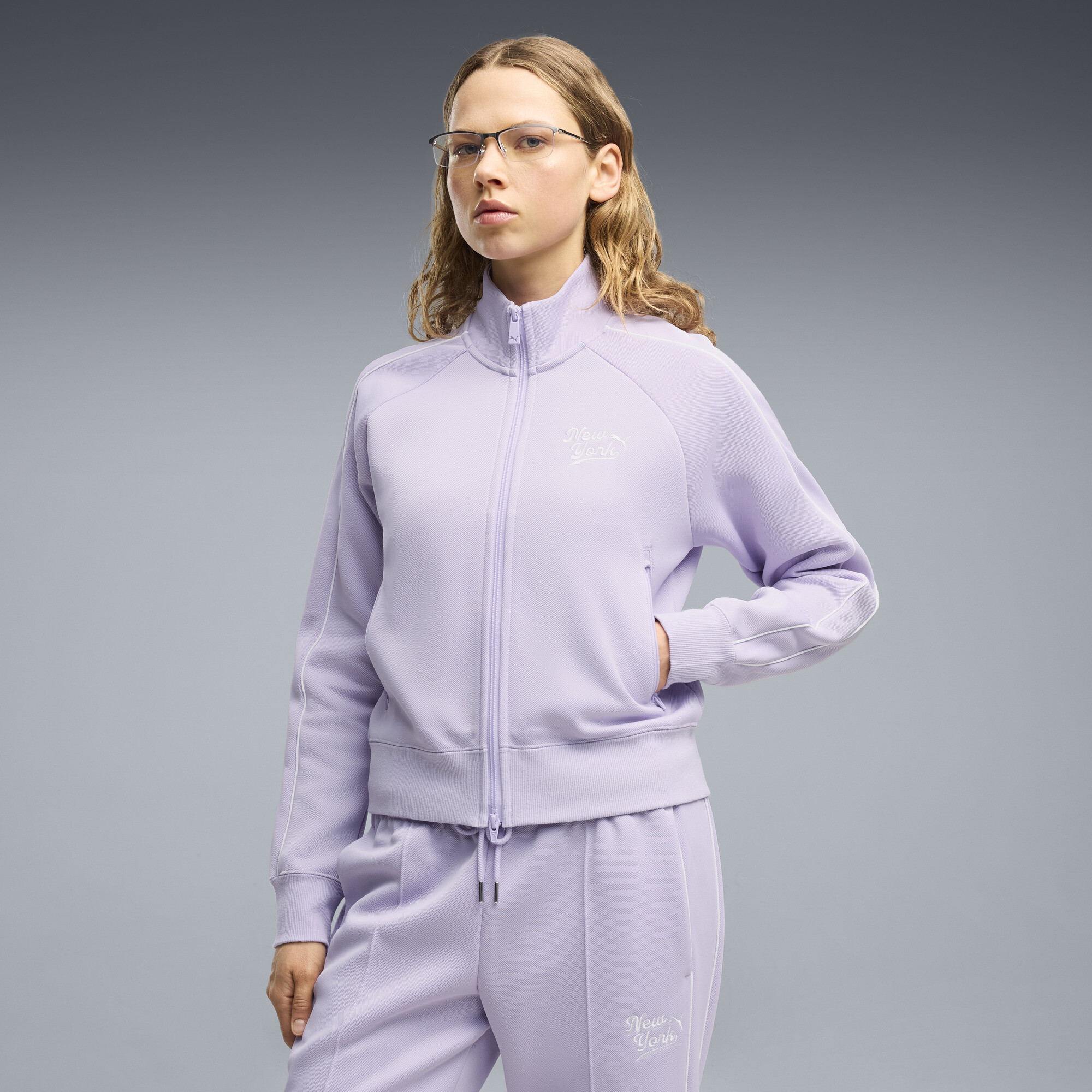PUMA NYC Women's T7 Track Jacket in Purple, Size XS