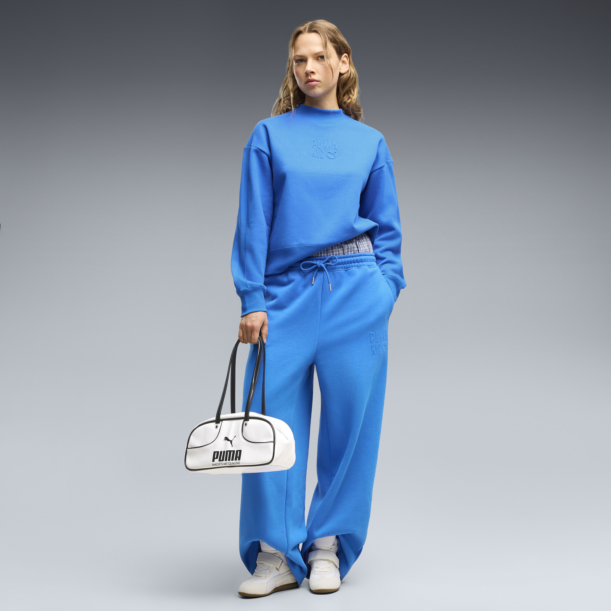 PUMA NYC Women's Embossed Sweatpants in Blue, Size XS