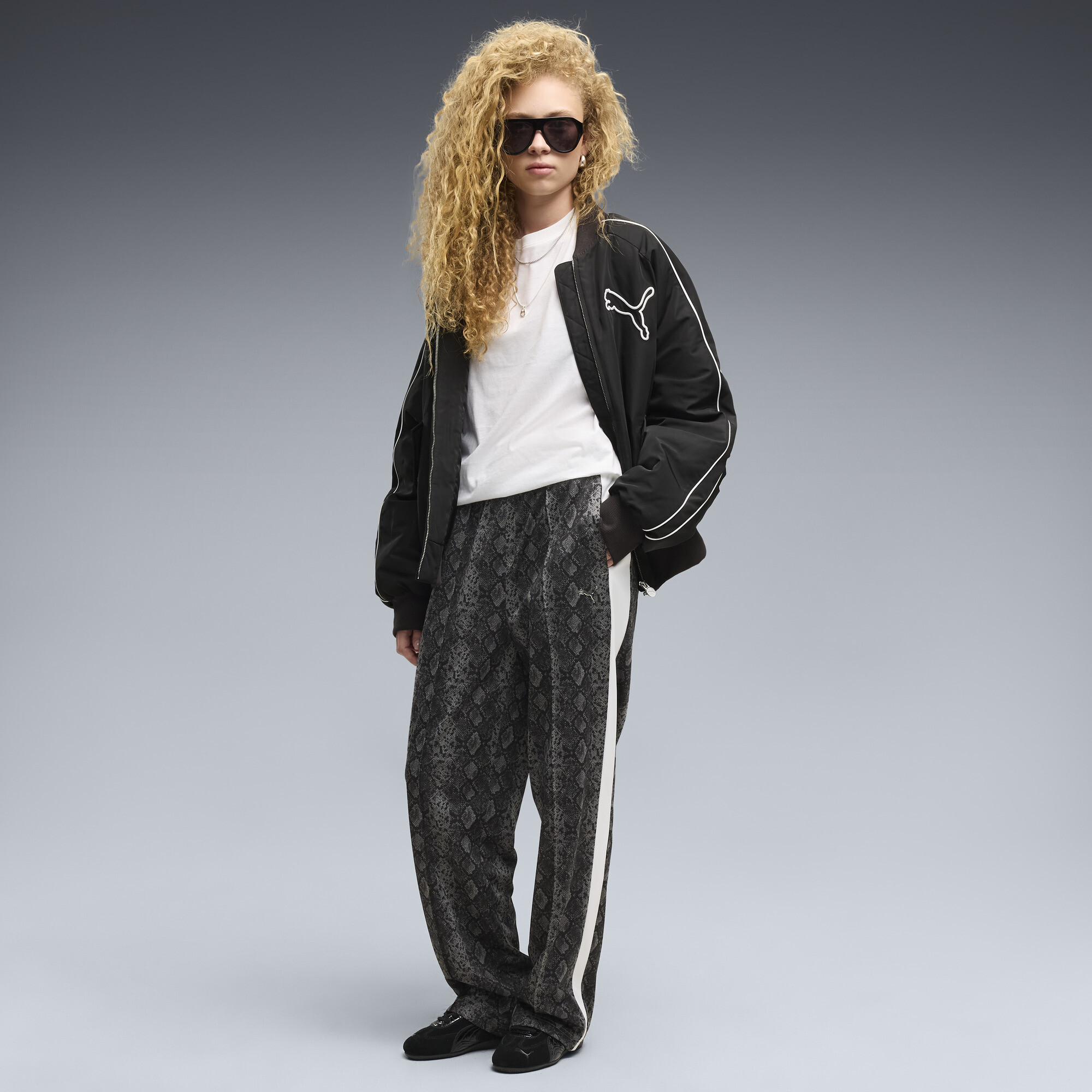 PUMA Snake Pack Women's Printed T7 Straight Pants in Black, Size S