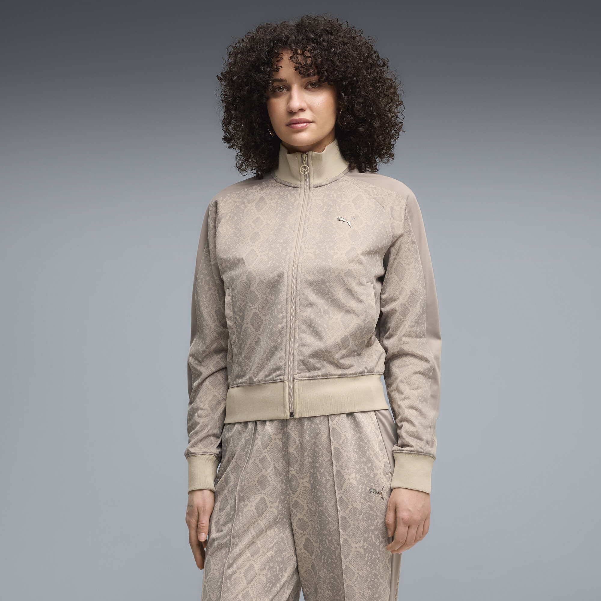 Puma Snake Pack Women's Printed Short T7 Track Jacket In Sand