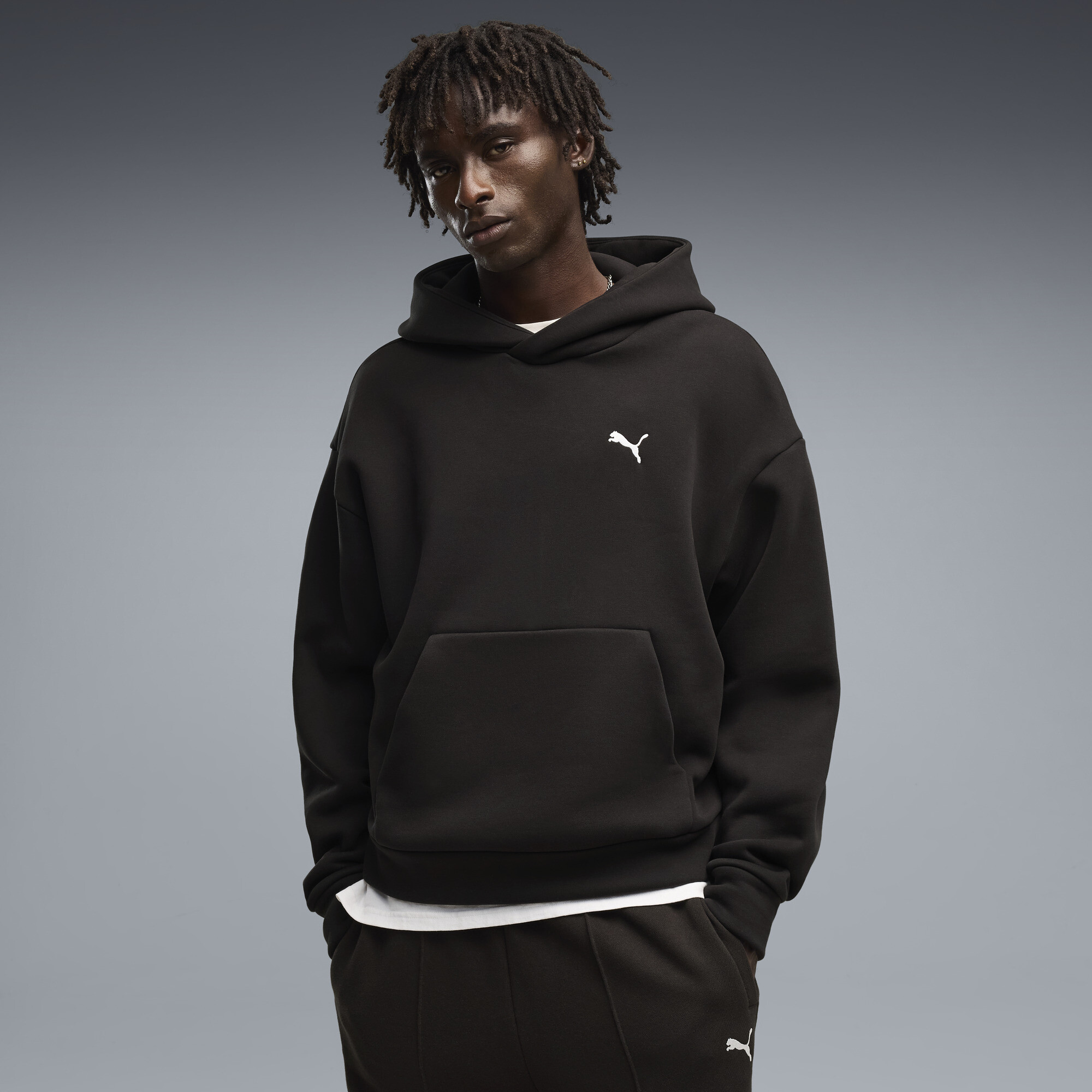 PUMA Essentials Men's Heavy Fleece Oversized Hoodie in Black, Size XL