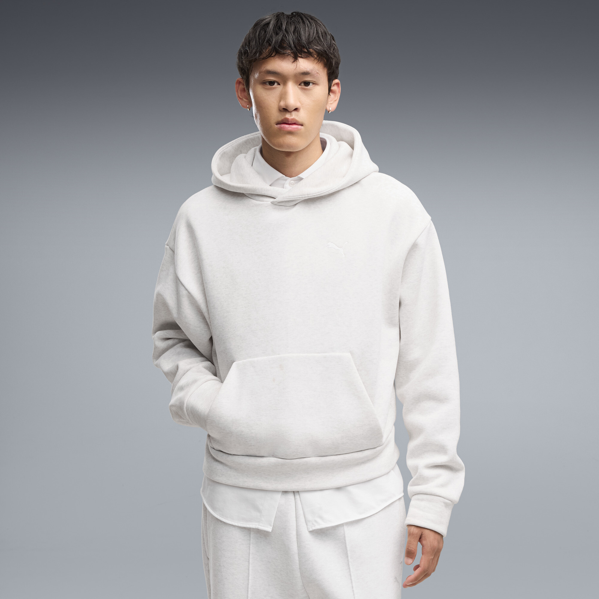 PUMA Essentials Men's Heavy Fleece Oversized Hoodie in White, Size S