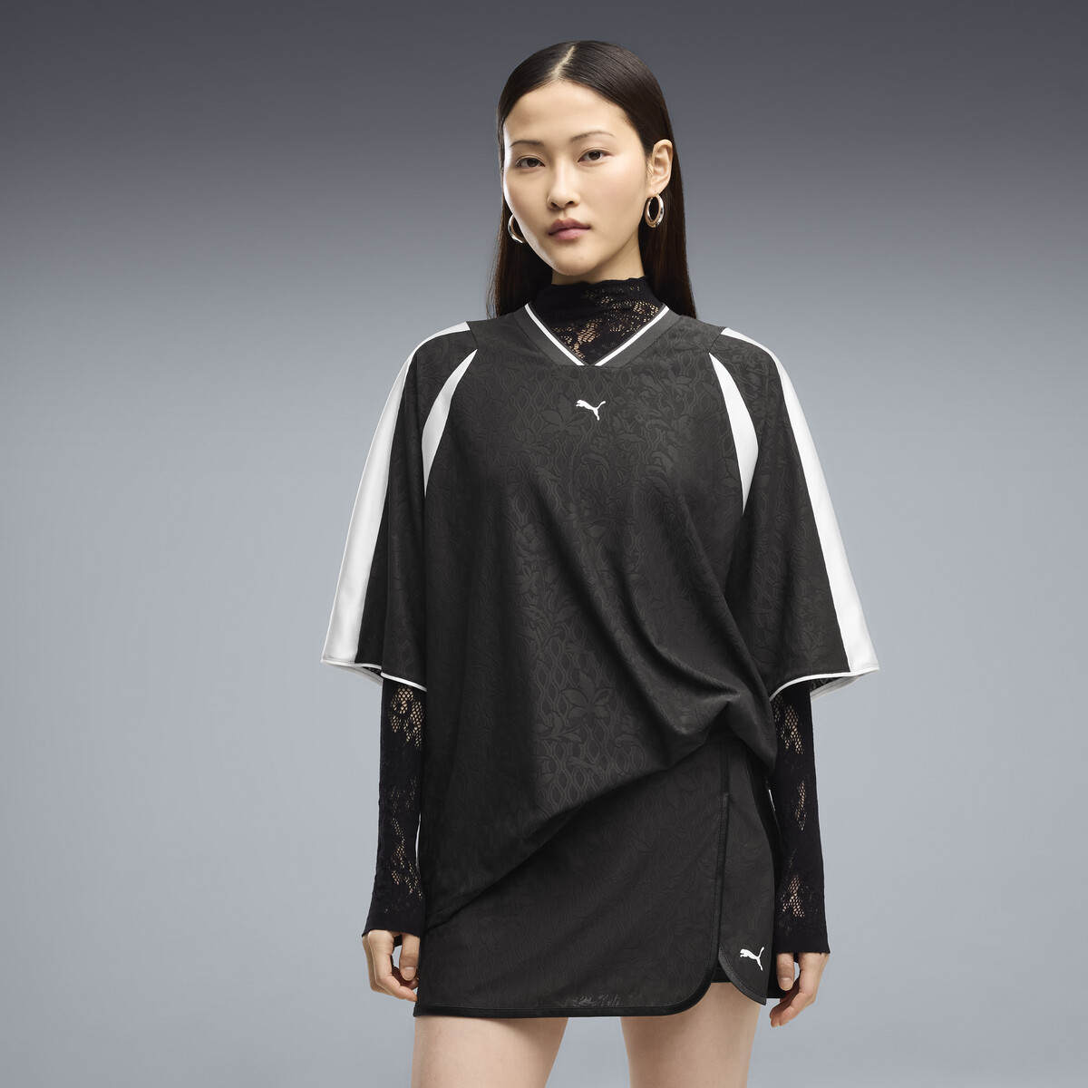 Lace Pack Oversized Jersey Women in Black by PUMA, Large