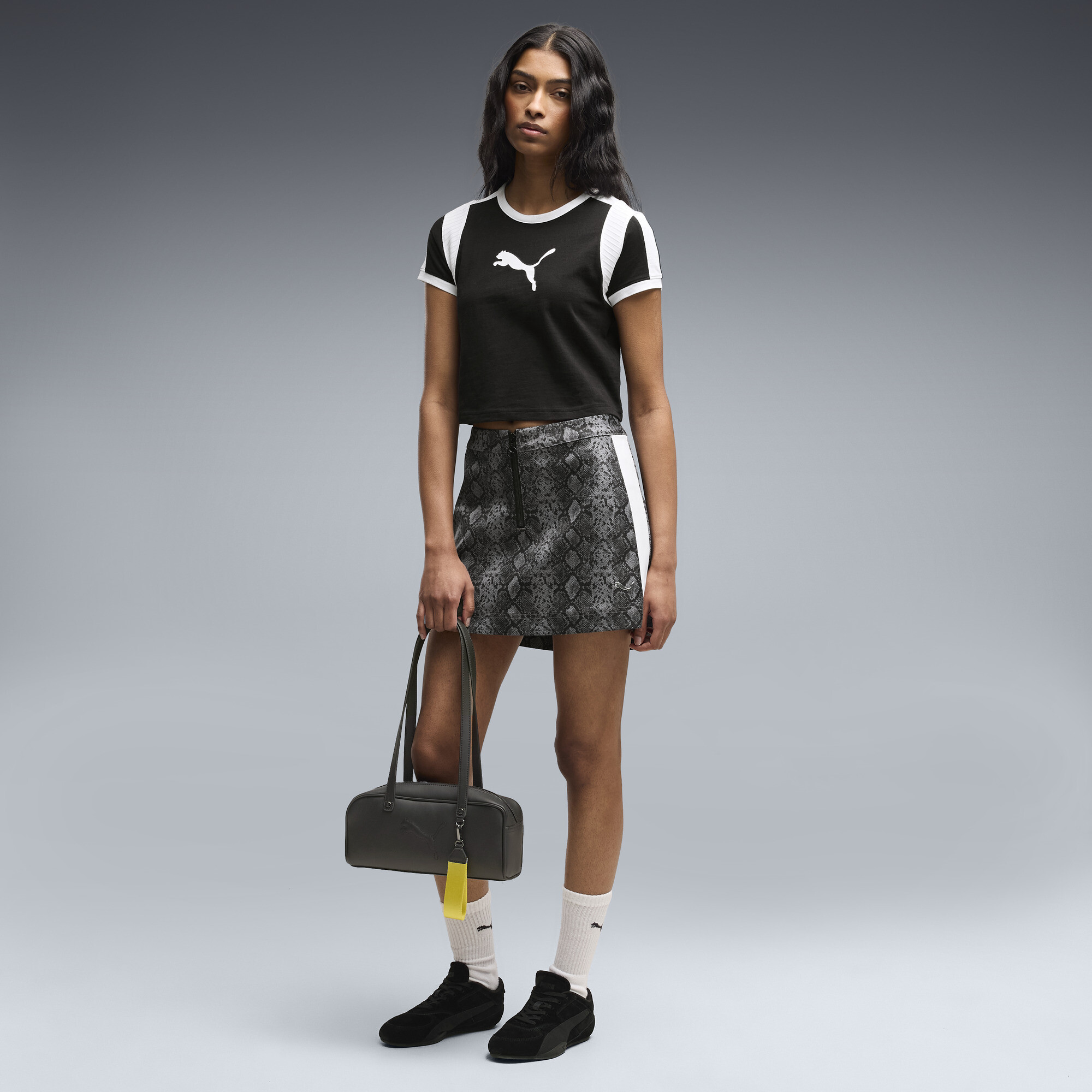 Puma Women's Snake Pack Snake-Print Mini Skirt - Puma Black