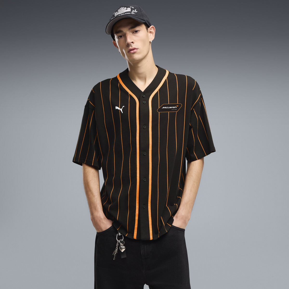 McLAREN RACING Oversized Baseball Jersey Men in Black by PUMA, XS