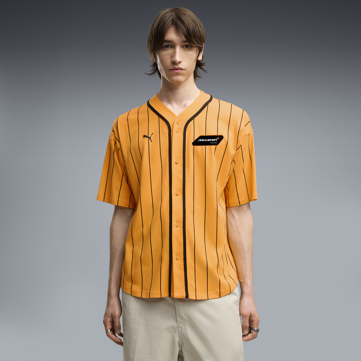 McLAREN RACING Oversized Baseball Jersey Men in Papaya by PUMA, XS