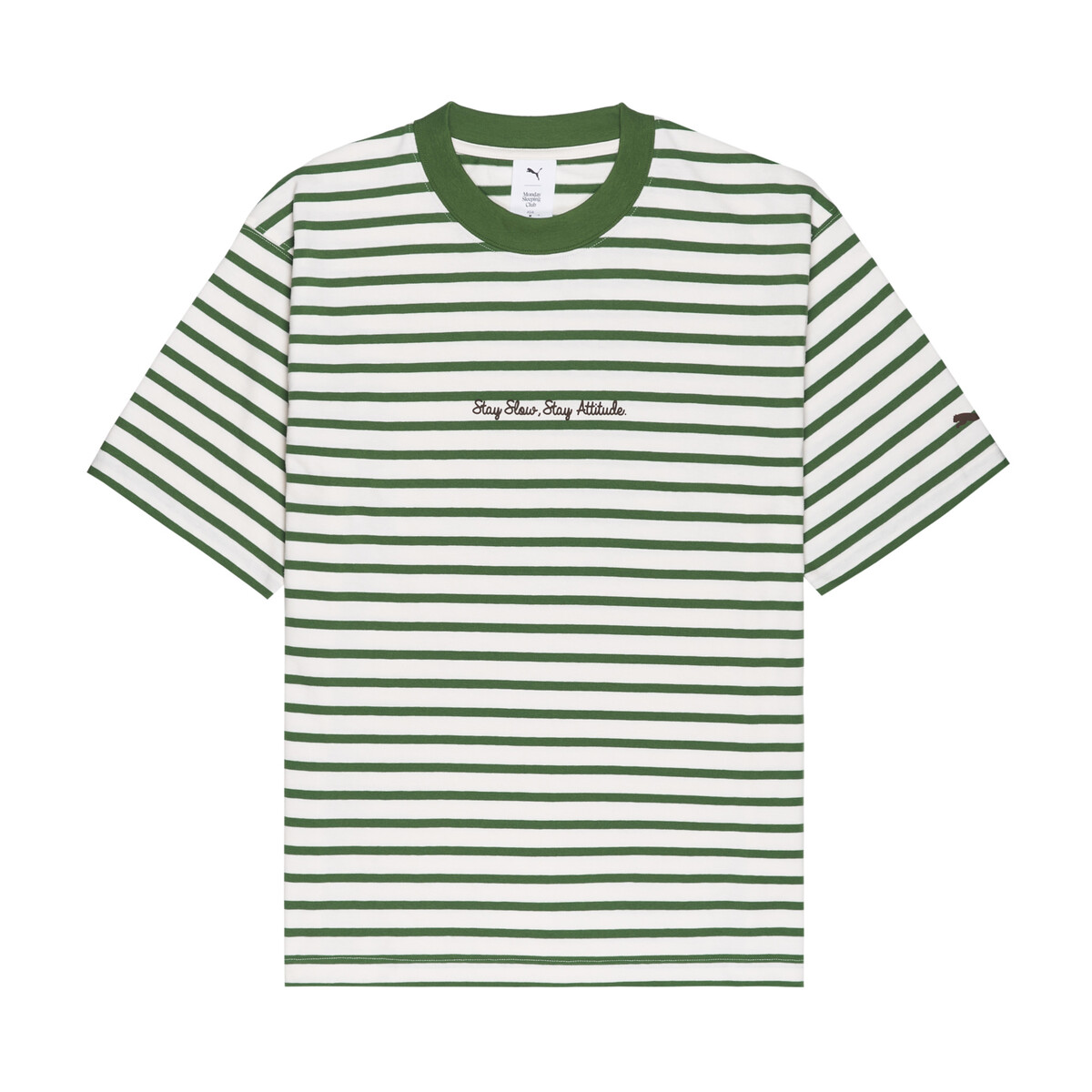 PUMA x Monday Sleeping Club Stripe T-Shirt Unisex in Warm White, XS