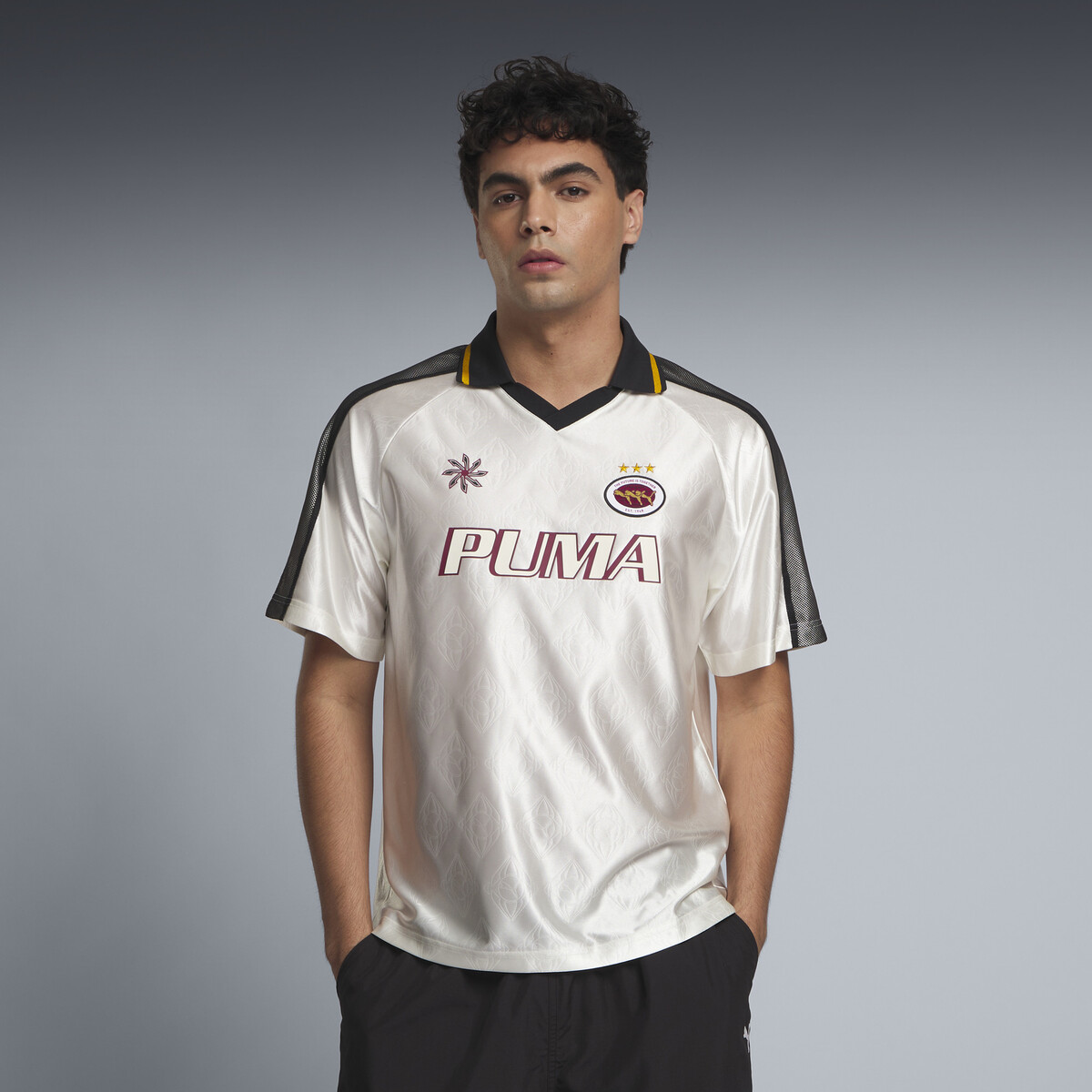 T7 Short Sleeve Jersey Men in Warm White by PUMA, Large