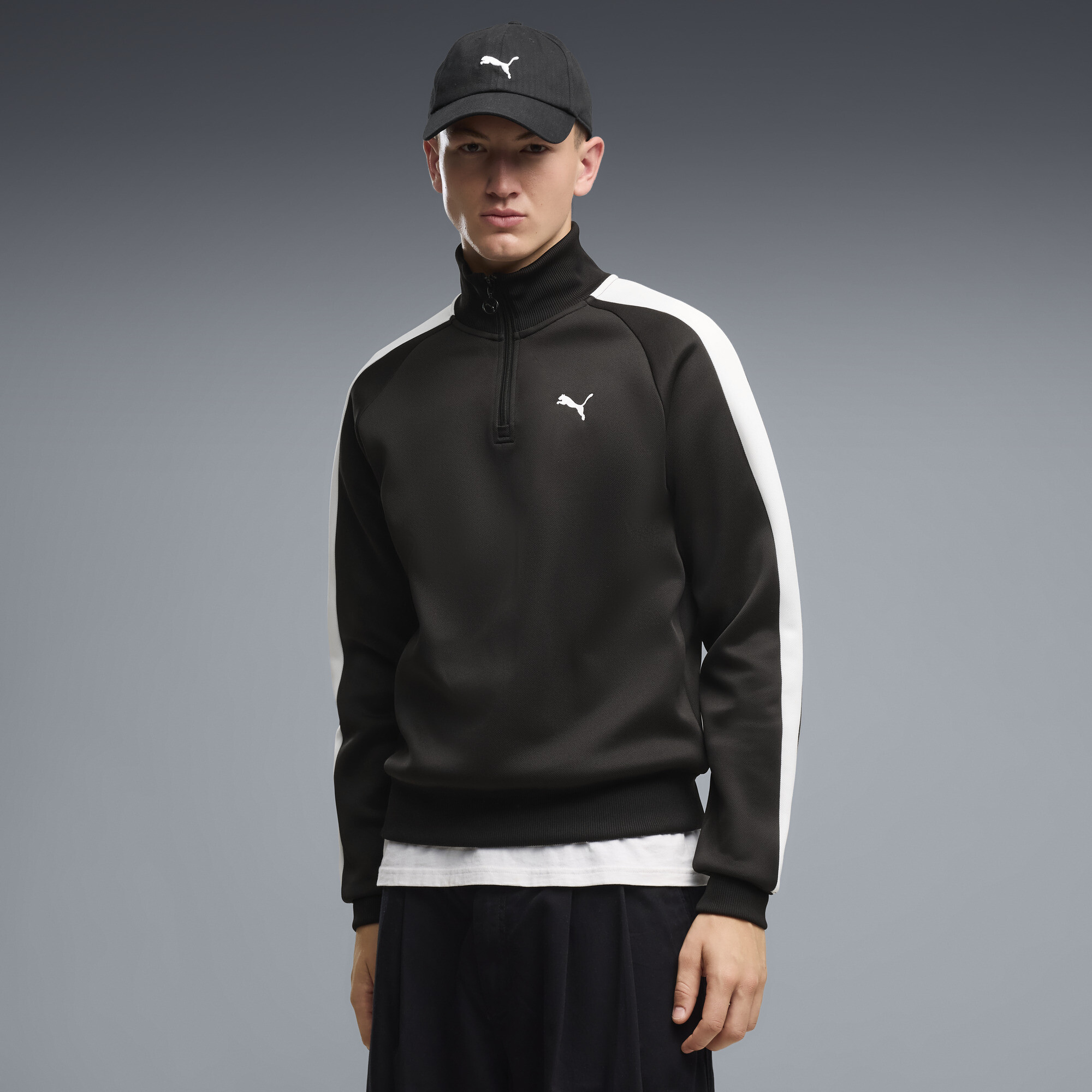 PUMA T7 Men's Quarter-Zip Track Jacket in Black, Size XL