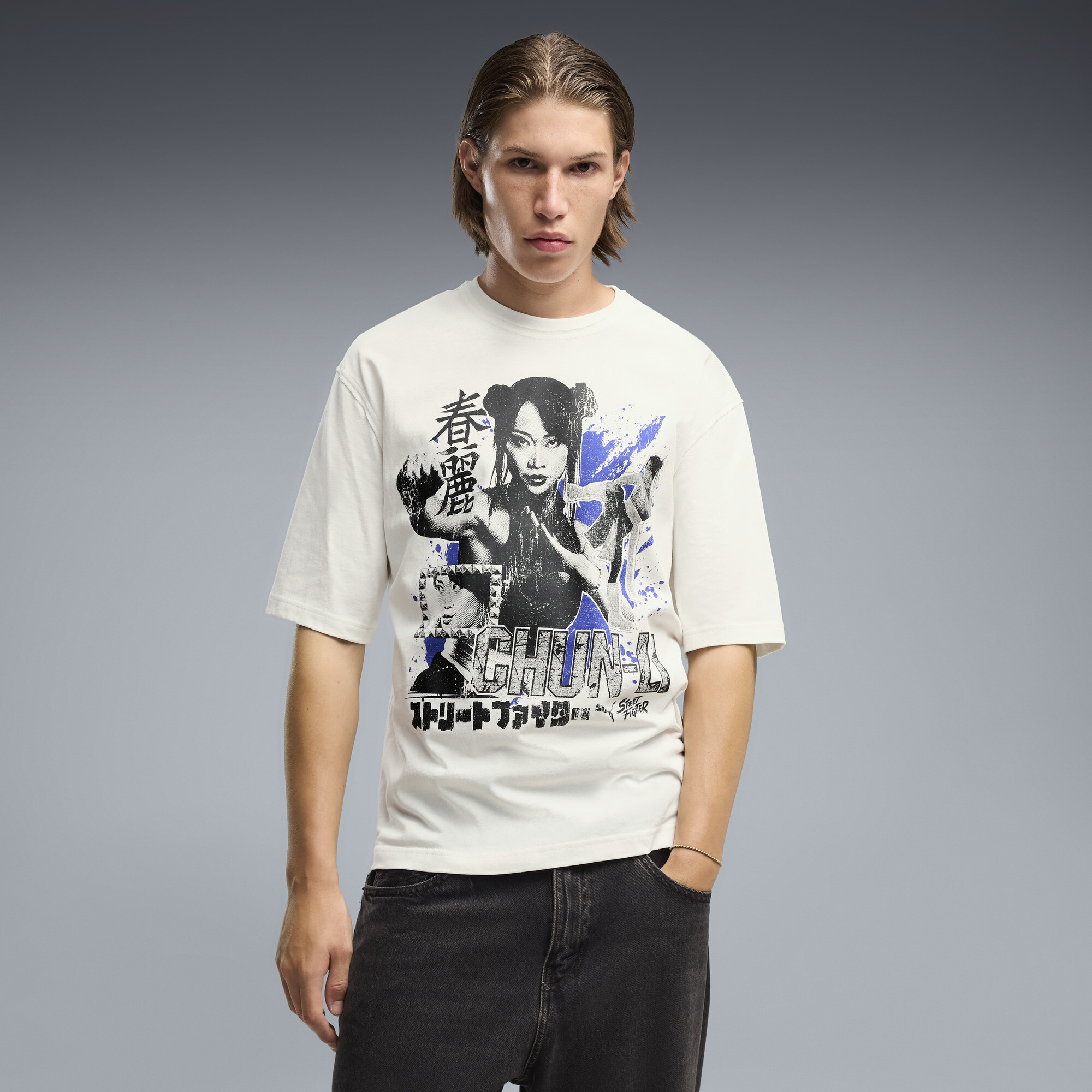 PUMA x STREET FIGHTER Chun-Li Men's Relaxed T-Shirt in White, Size L