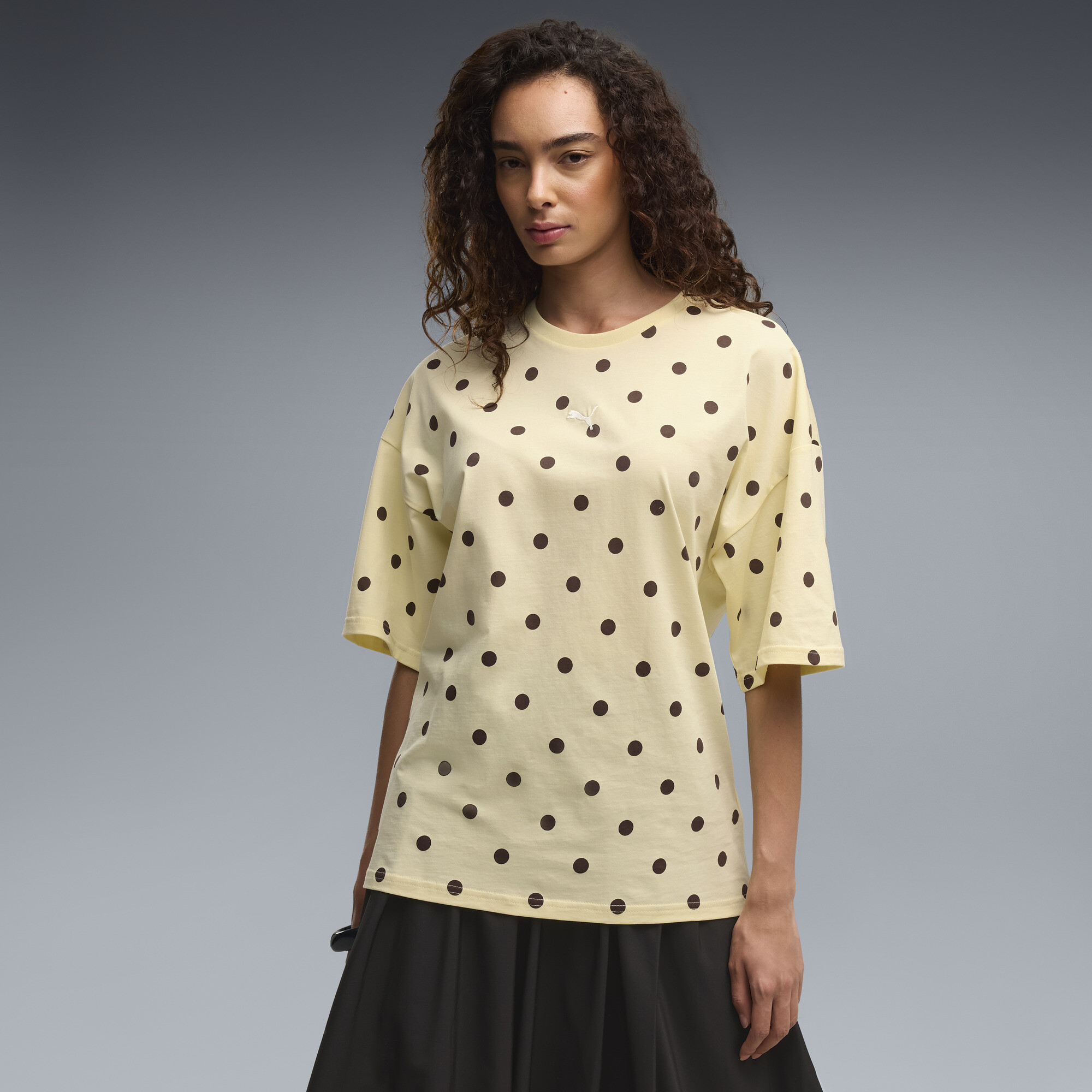 PUMA Oversized Polka-Dot T-Shirt Damen, Kleidung, Gelb, S