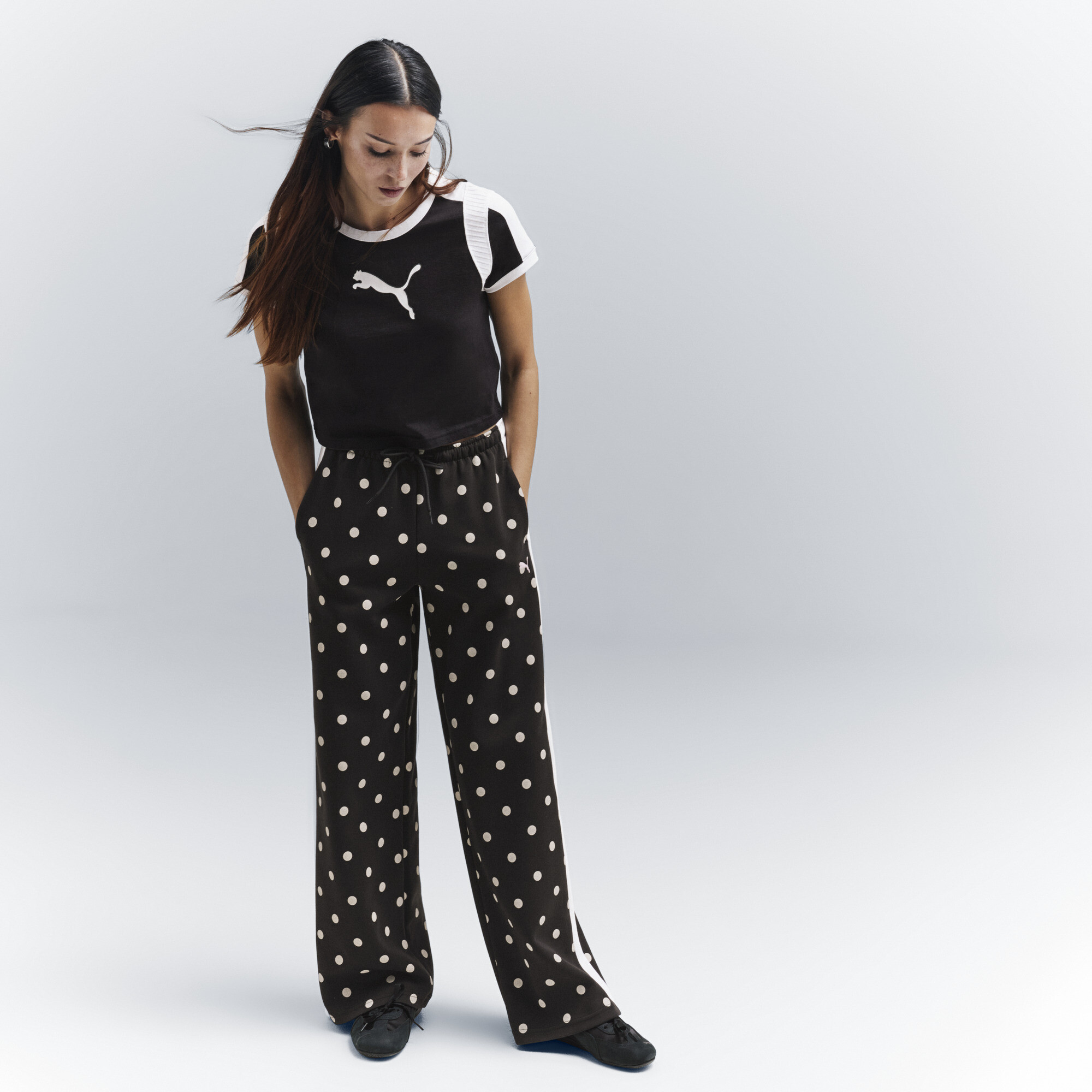 PUMA T7 Polka Dots Knitted Pants Women, Clothing, Chocolate Brown, M