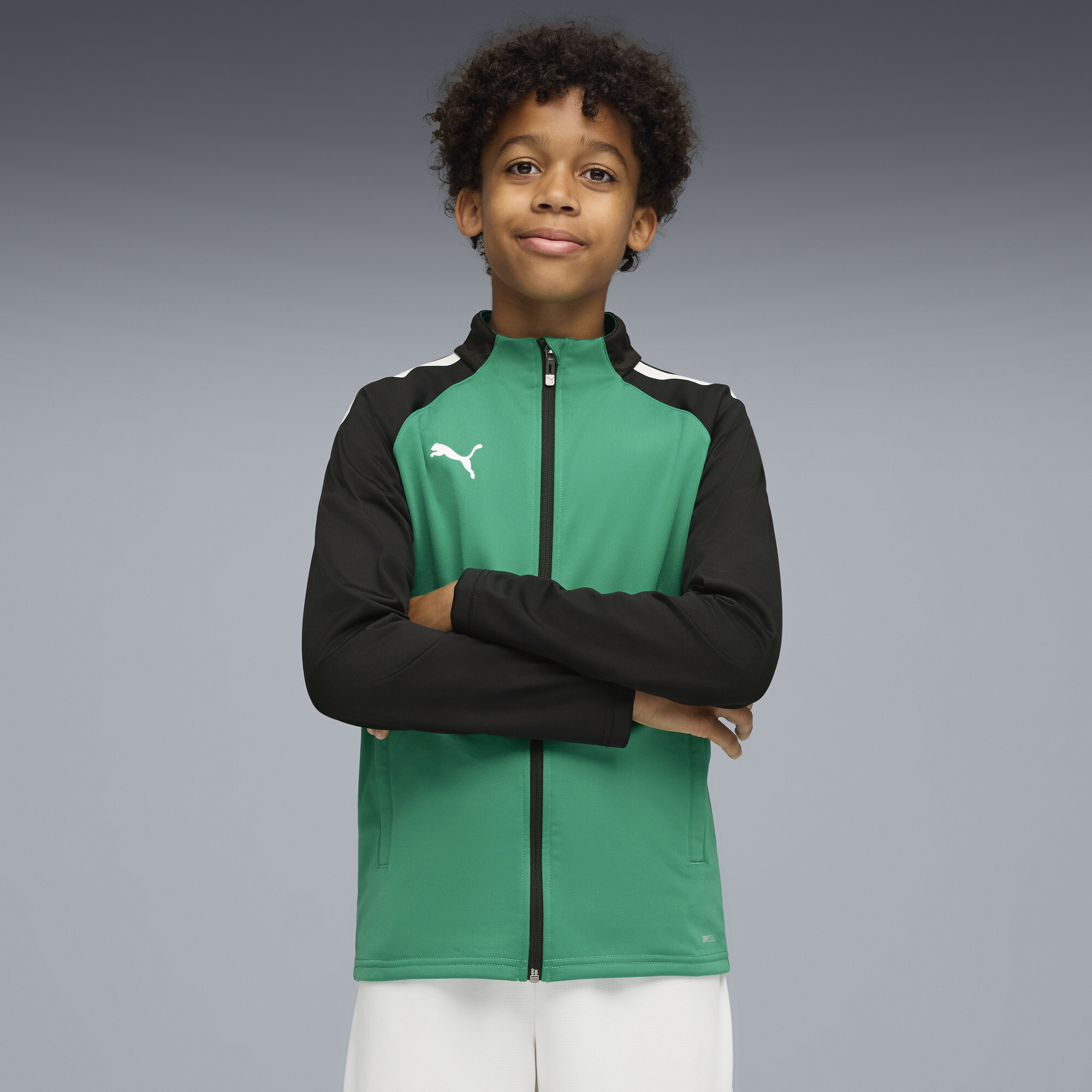 PUMA teamLIGA Big Kids' Soccer Track Jacket in Green, Size M