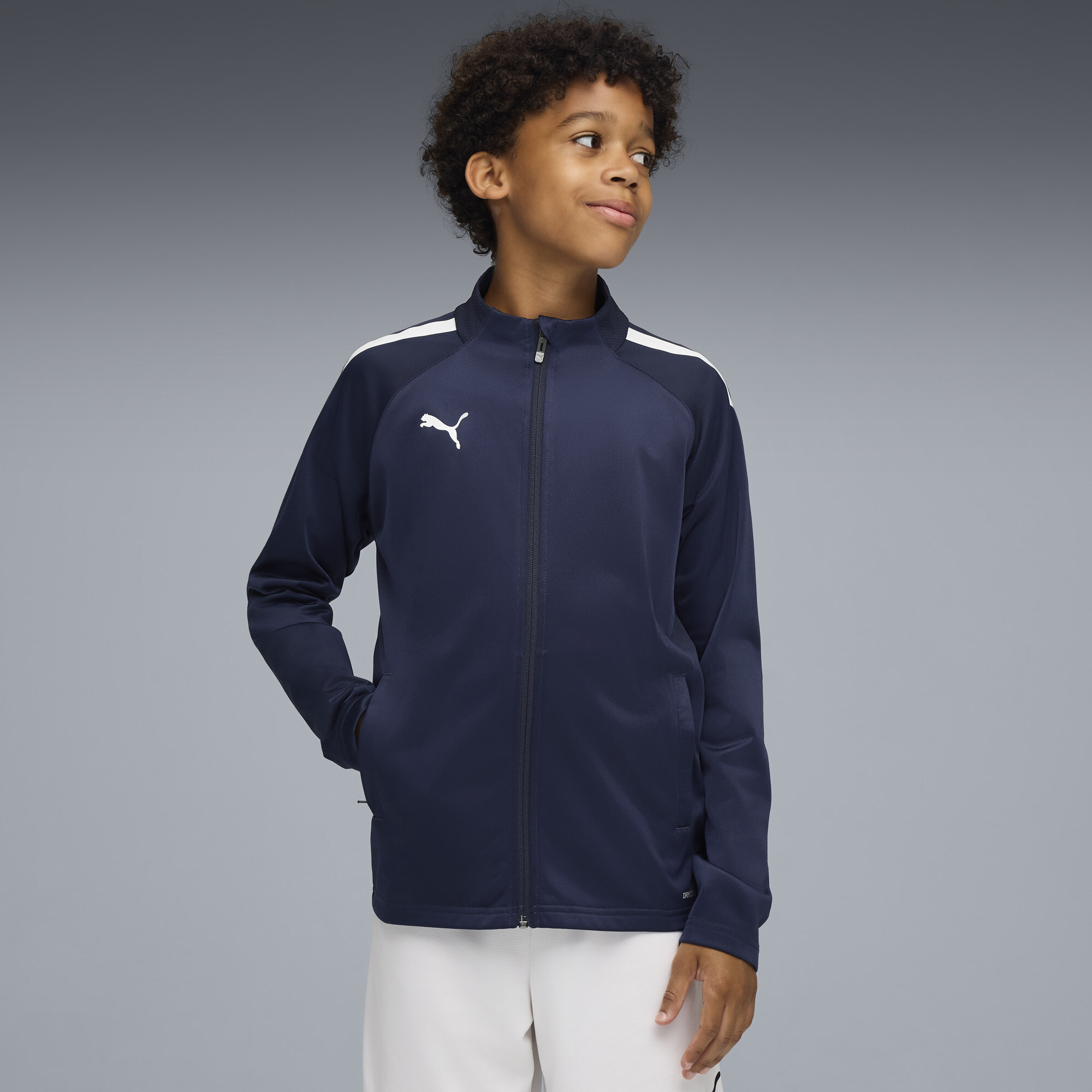 PUMA teamLIGA Big Kids' Soccer Track Jacket in Blue, Size L