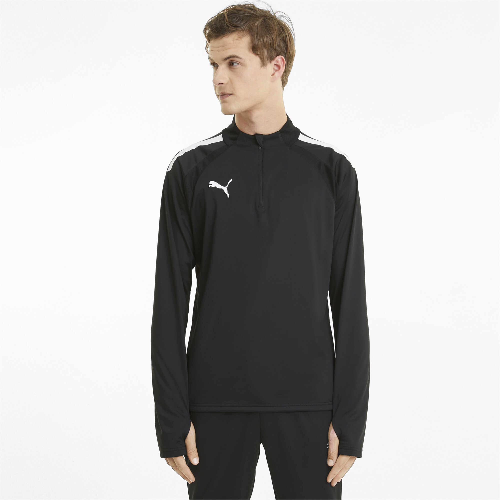 Men's Puma Team LIGA Quarter-Zip Football Top, Black, Size 3XL, Clothing