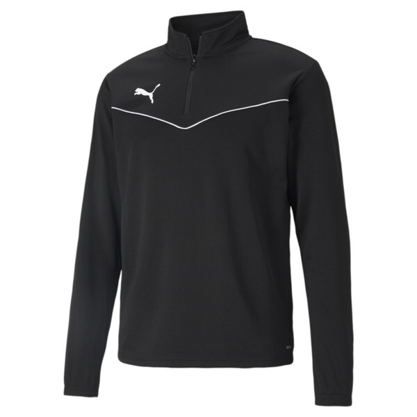 Remera PUMA de fútbol con cierre teamRISE para Hombre En Negro/Blanco