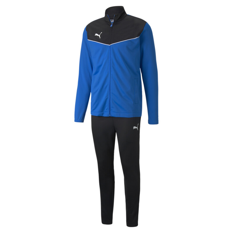 Men's PUMA individualRISE Slim Fit Football Tracksuit, Black/blue