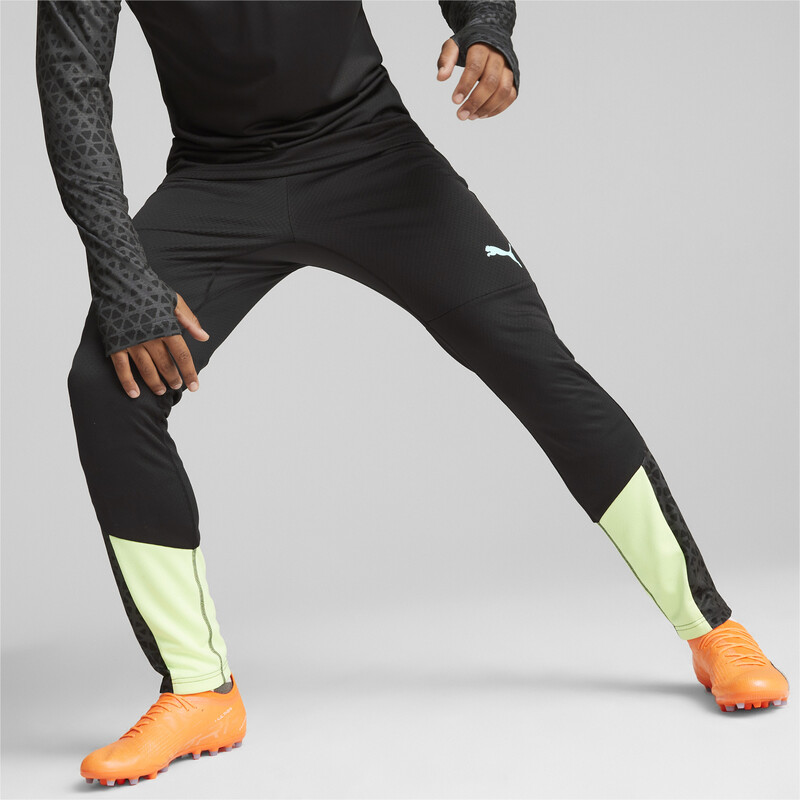 Men's PUMA individualCUP Football Training Slim Fit Pants in Black/Yellow size XL