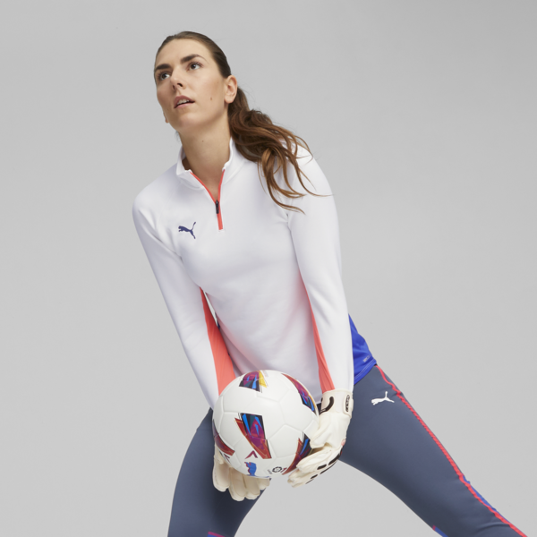 individualBLAZE Women's Quarter-Zip Football Top, PUMA White-Fire Orchid, large-ZAF
