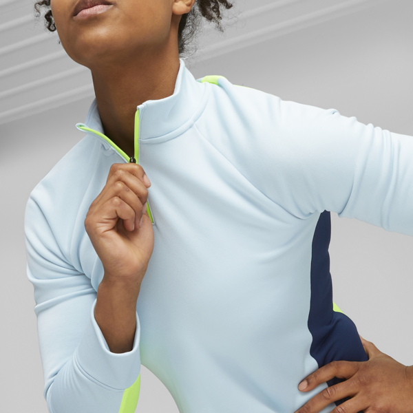 individualBLAZE Women's Quarter-Zip Football Top, Silver Sky-Persian Blue, large-ZAF