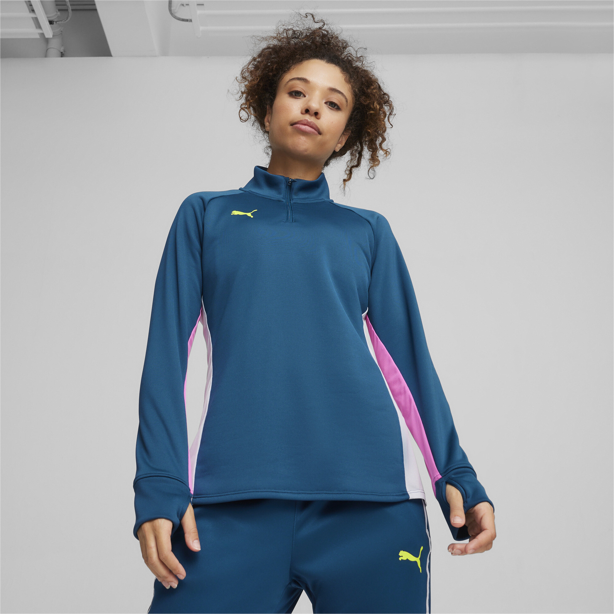 Women's Puma Individual BLAZE's Quarter-Zip Football Top, Blue, Size XS, Sport